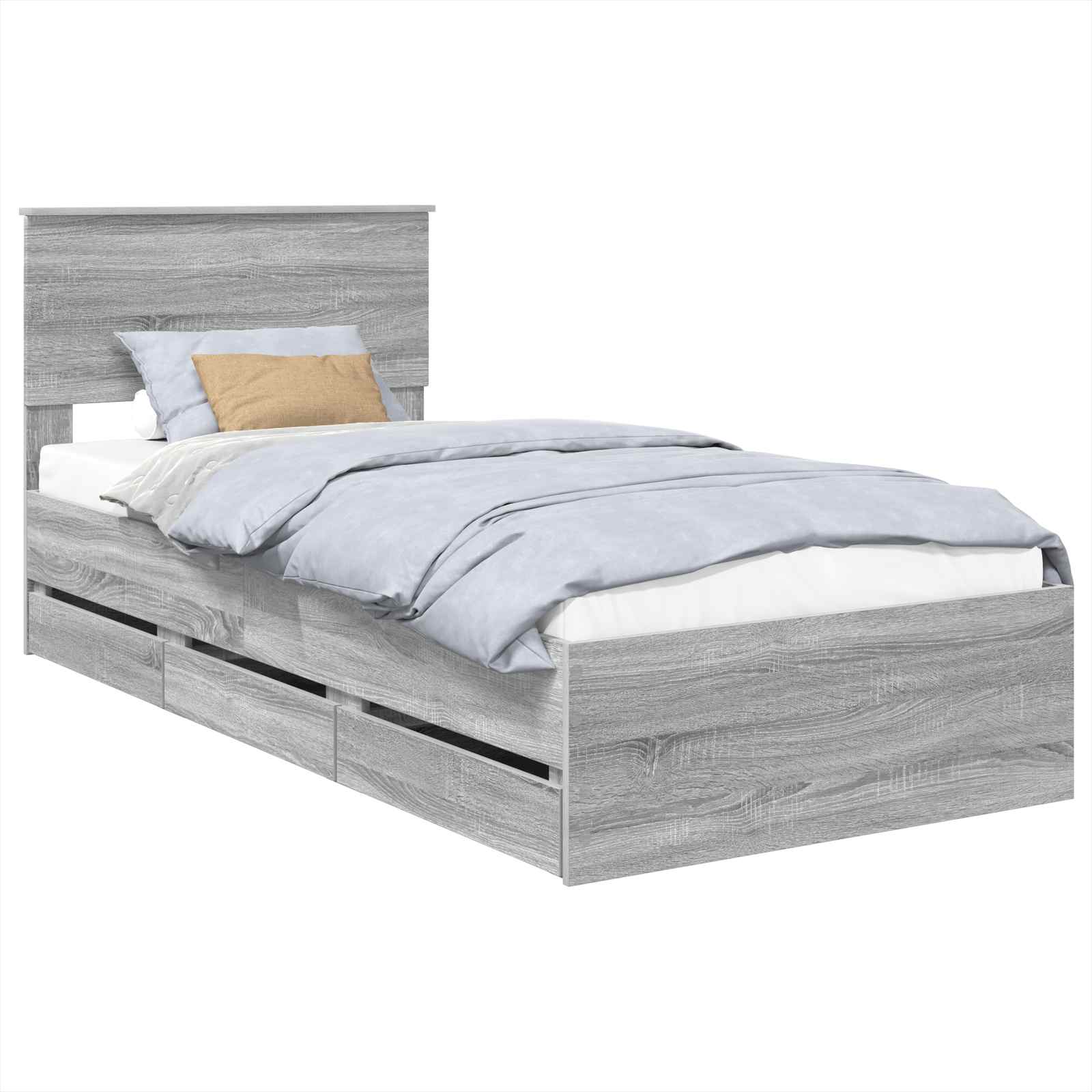 Cadre de lit Gris Sonoma 75 x 190 cm Bois Ingénierie - XIOS