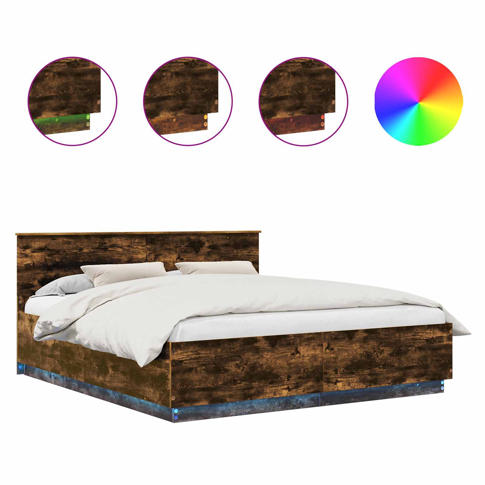 Cadre de lit Chêne fumé 200 x 200 cm Bois d'ingénierie - XIOS