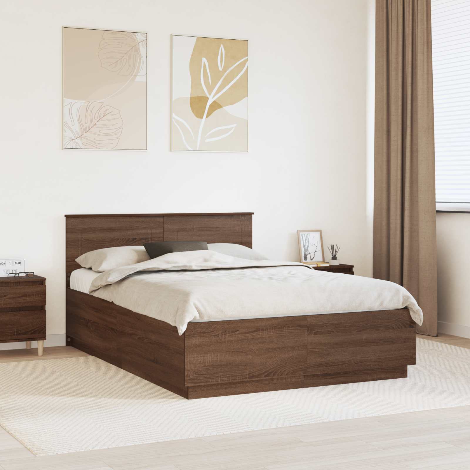 Cadre de lit Chêne brun 150 x 200 cm Bois d'ingénierie - XIOS