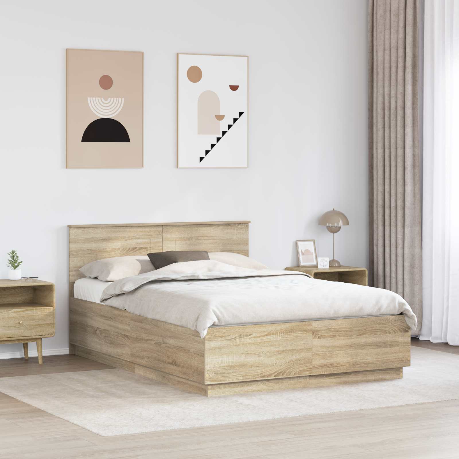 Cadre de lit Chêne Sonoma 150 x 200 cm Bois d'ingénierie - XIOS