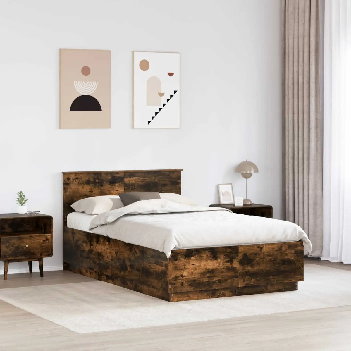 Cadre de lit Chêne fumé 120 x 190 cm Bois d’ingénierie - XIOS