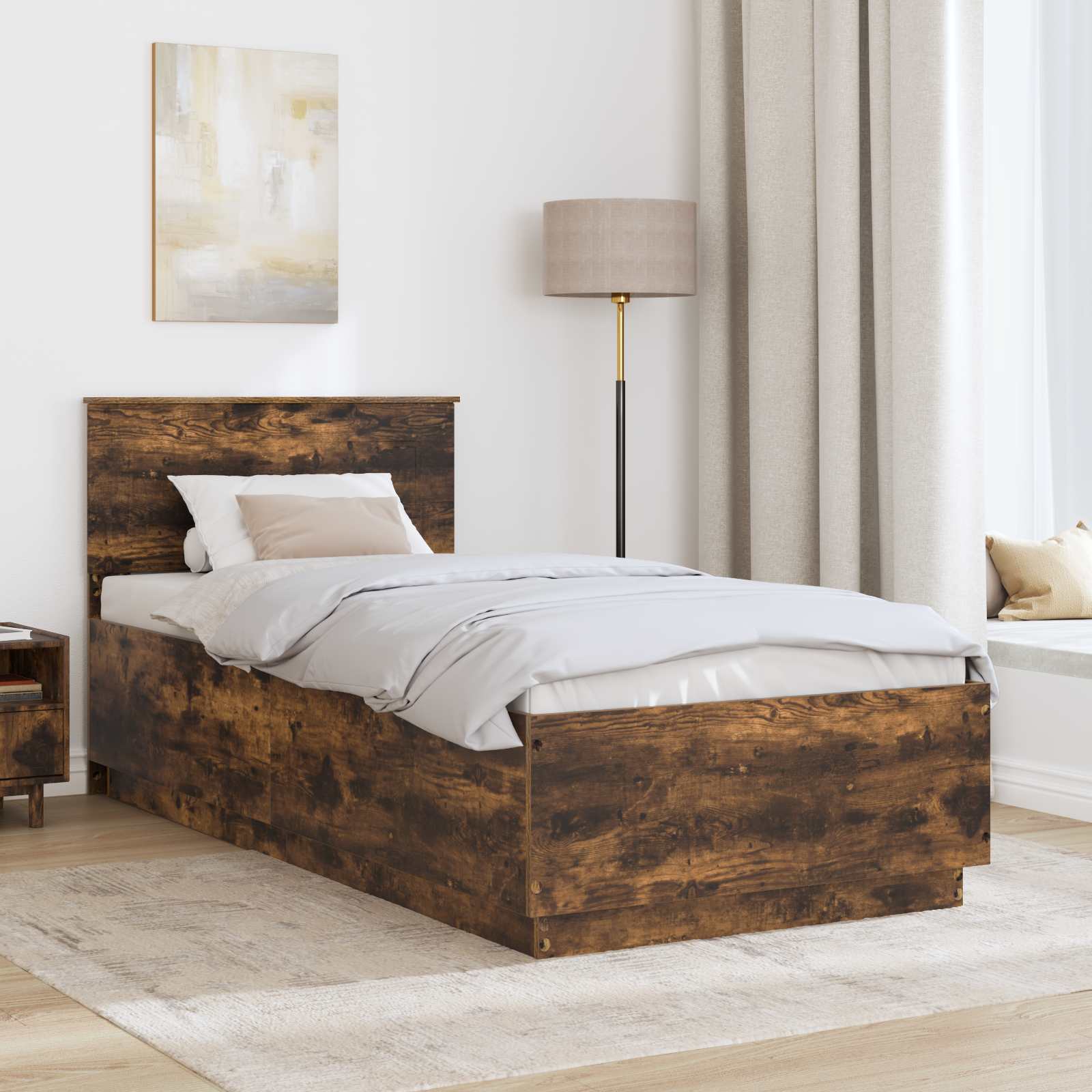 Cadre de lit Chêne fumé 100 x 200 cm Bois d'ingénierie - XIOS
