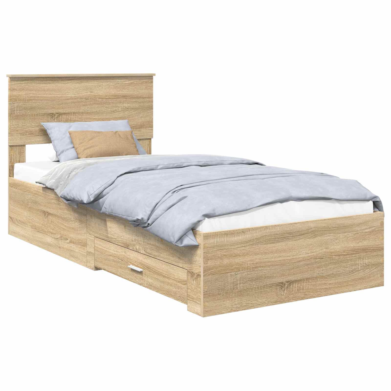 Cadre de lit avec tiroir Sonoma Chêne et Argent 75 x 190 cm - XIOS