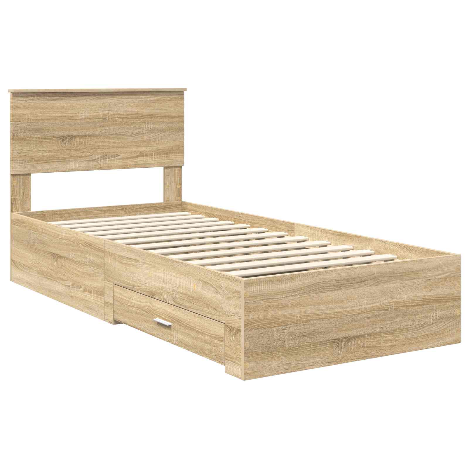 Cadre de lit avec tiroir Sonoma Chêne et Argent 75 x 190 cm - XIOS