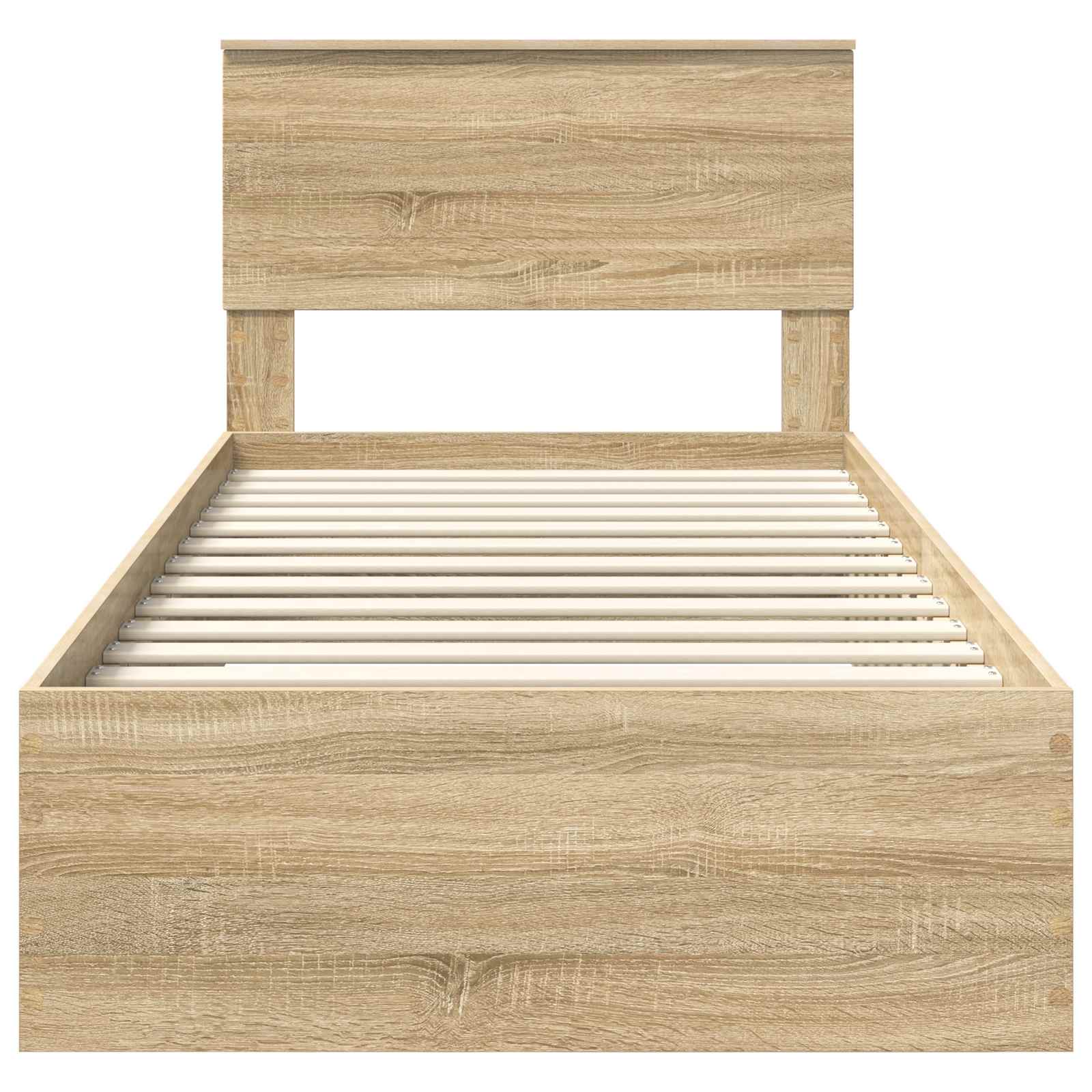 Cadre de lit avec tiroir Sonoma Chêne et Argent 75 x 190 cm - XIOS