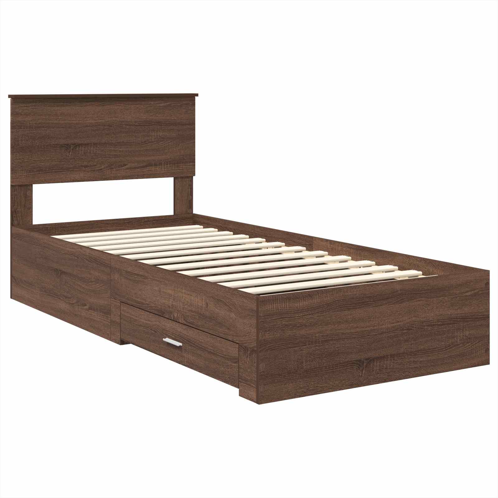 Cadre de lit avec tiroir Chêne Marron et Argent 75 x 190 cm - XIOS