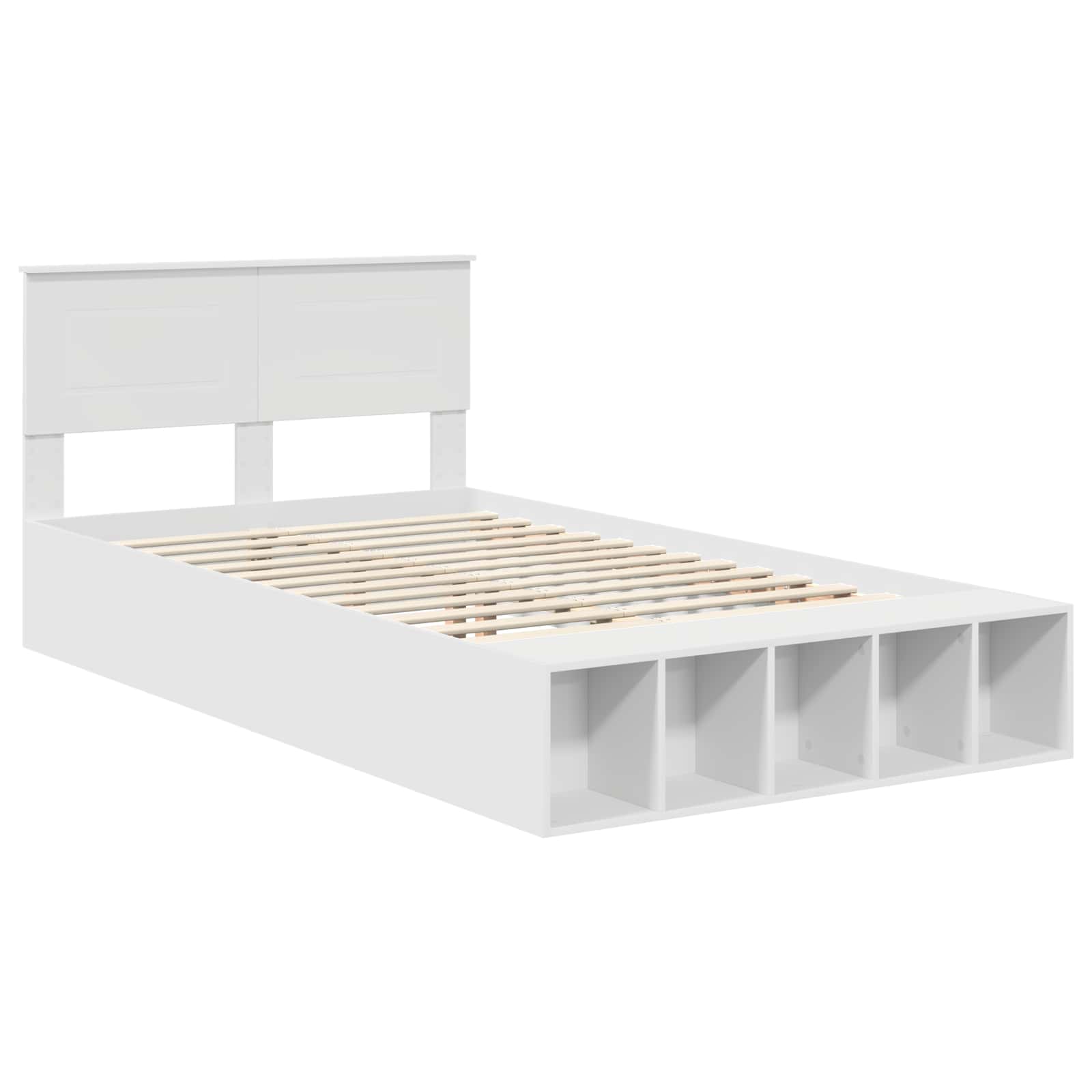 Cadre de lit avec étagère Blanc 135 x 190 cm Bois d'ingénierie - XIOS