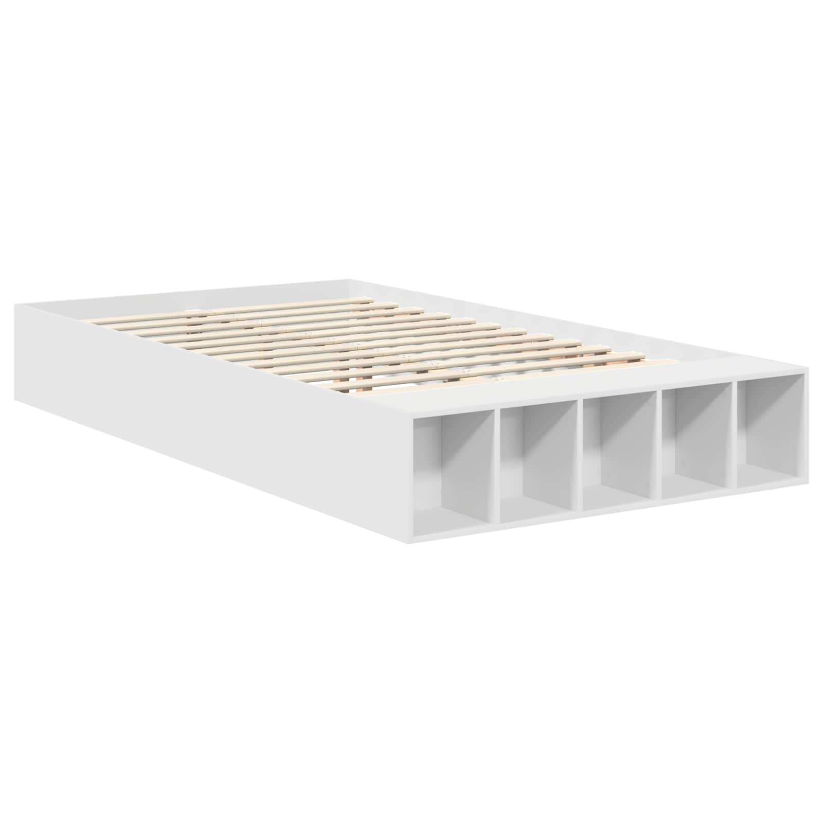 Cadre de lit avec étagère Blanc 135 x 190 cm Bois d'ingénierie - XIOS