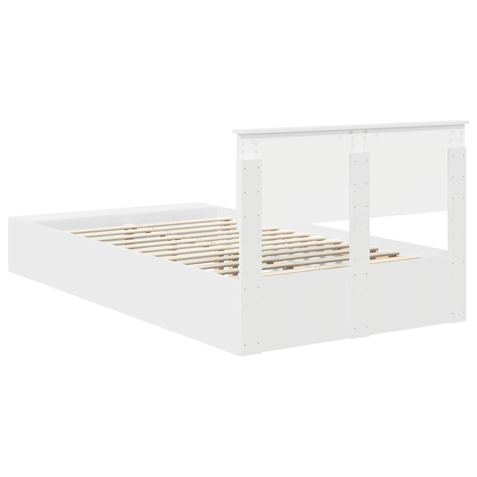 Cadre de lit avec étagère Blanc 135 x 190 cm Bois d'ingénierie - XIOS