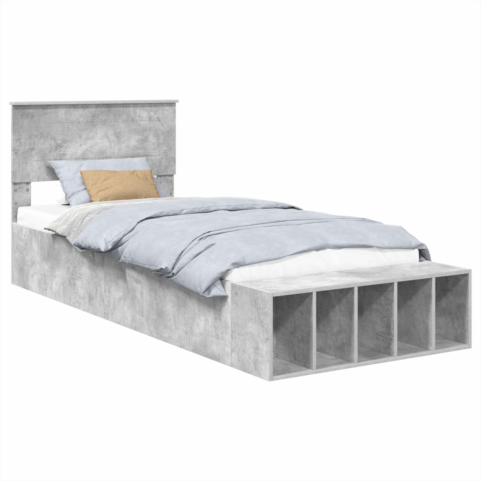 Cadre de lit Gris béton 90 x 200 cm Bois d'ingénierie - XIOS