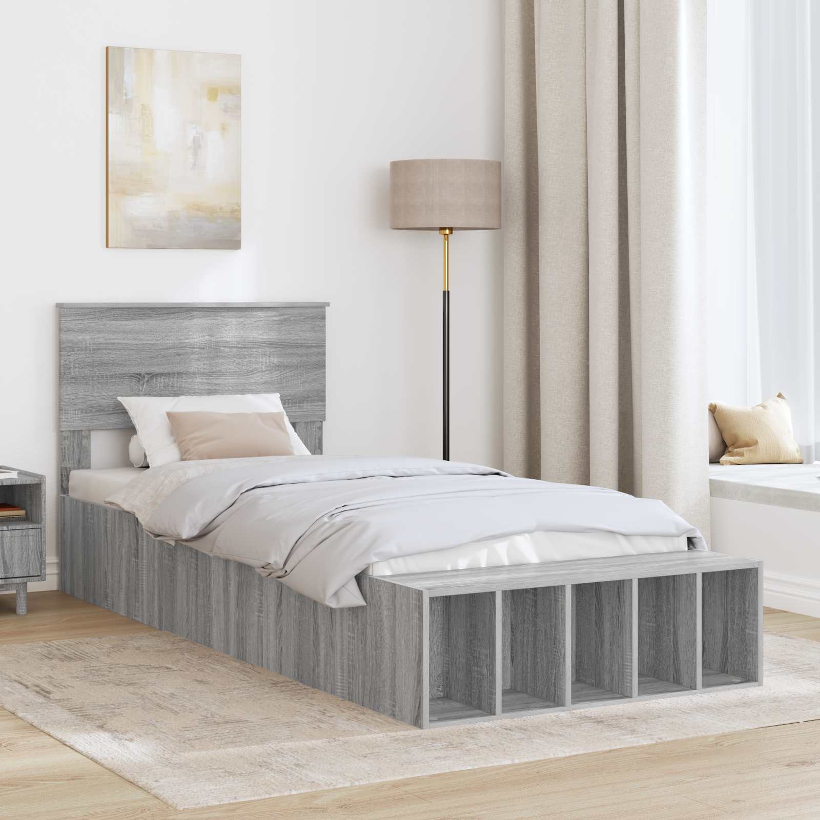 Cadre de lit Gris Sonoma 100 x 200 cm Bois d'ingénierie - XIOS