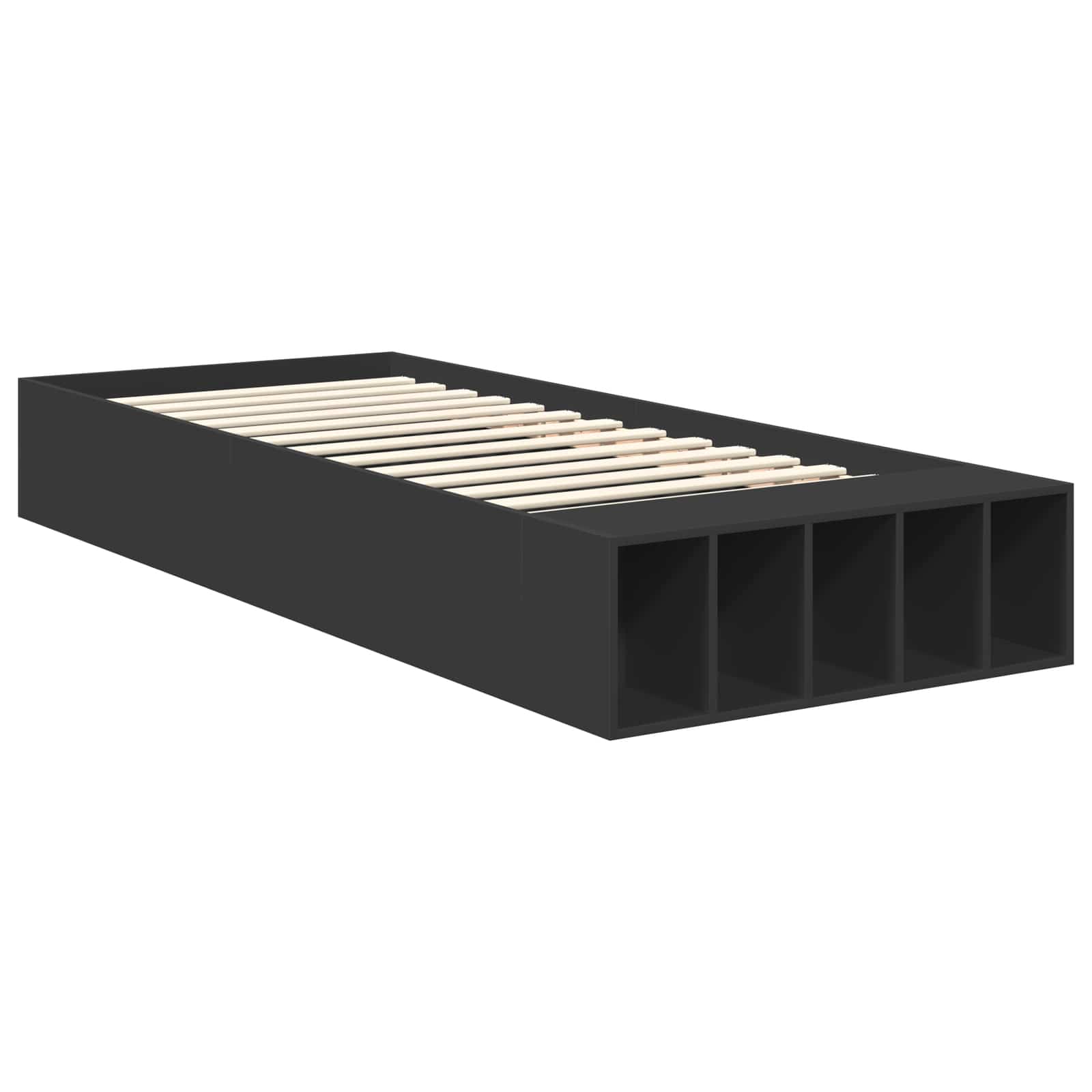 Cadre de lit avec étagère Noir 90 x 190 cm Bois d'ingénierie