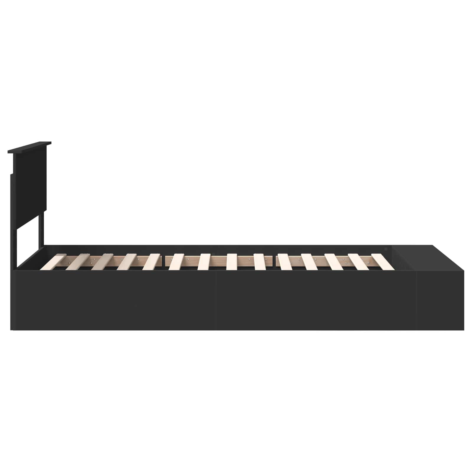 Cadre de lit avec étagère Noir 90 x 190 cm Bois d'ingénierie