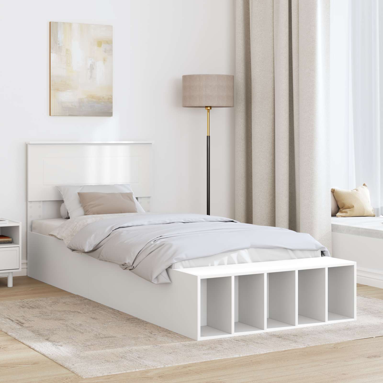 Cadre de lit avec étagère Blanc 75 x 190 cm Bois d'ingénierie - XIOS