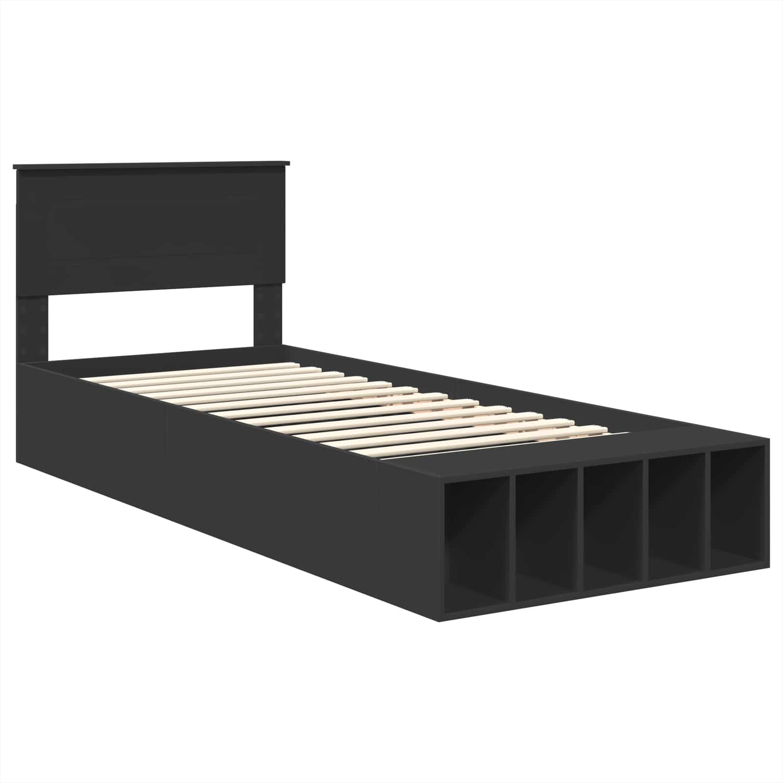 Cadre de lit avec étagère Noir 75 x 190 cm Bois d'ingénierie - XIOS