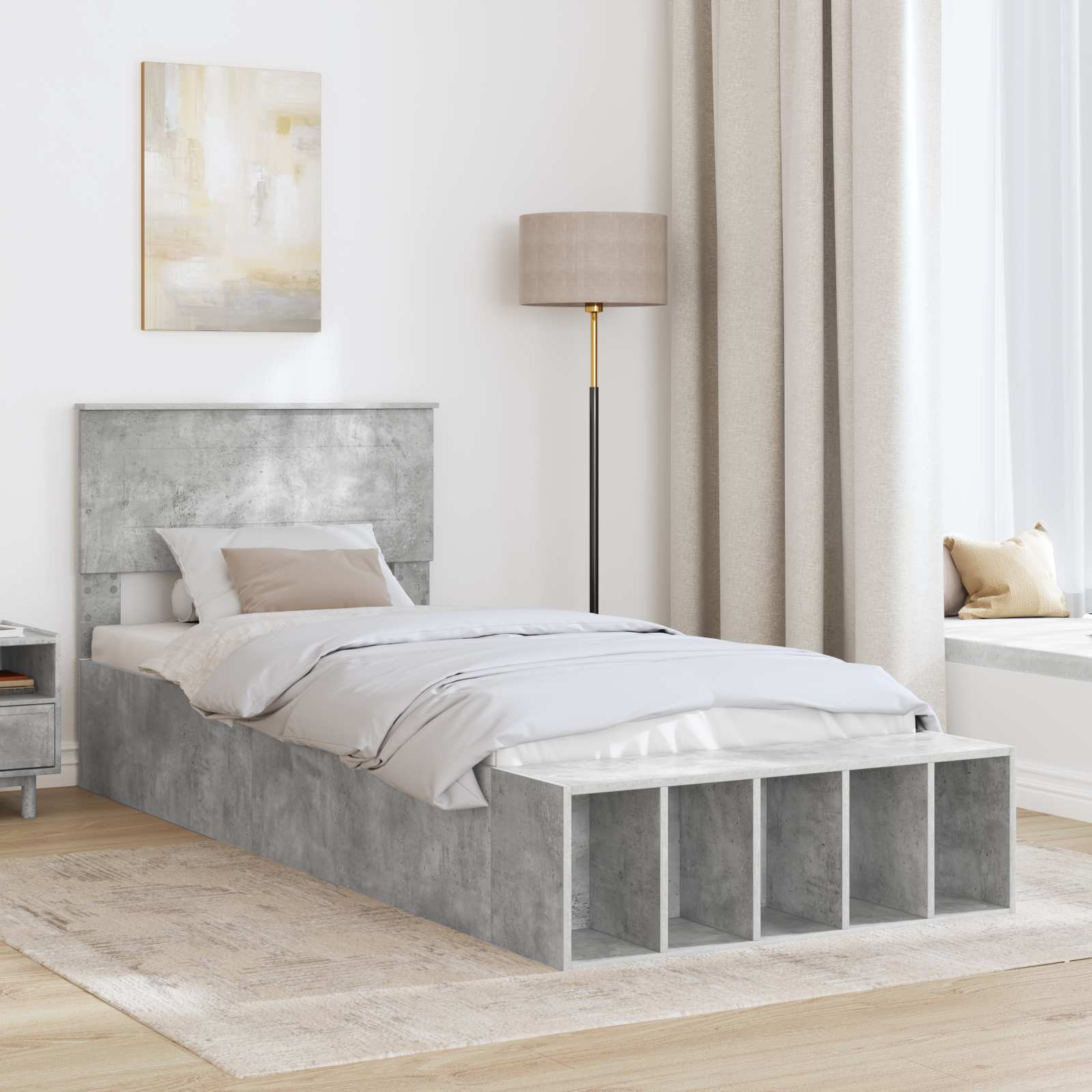 Cadre de lit Gris béton 70 x 190 cm Bois d'ingénierie - XIOS
