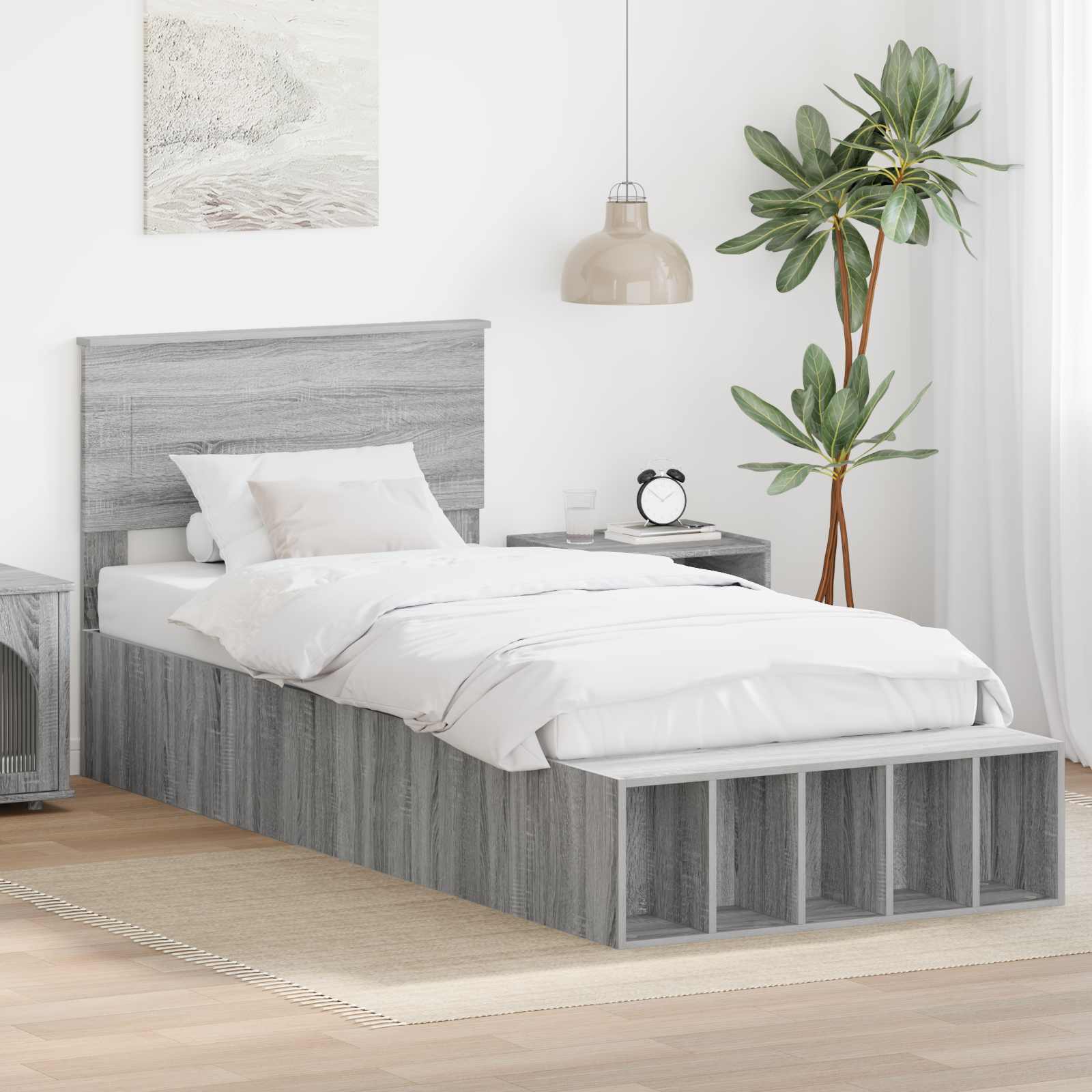 Cadre de lit Gris Sonoma 75 x 190 cm Bois d'ingénierie - XIOS