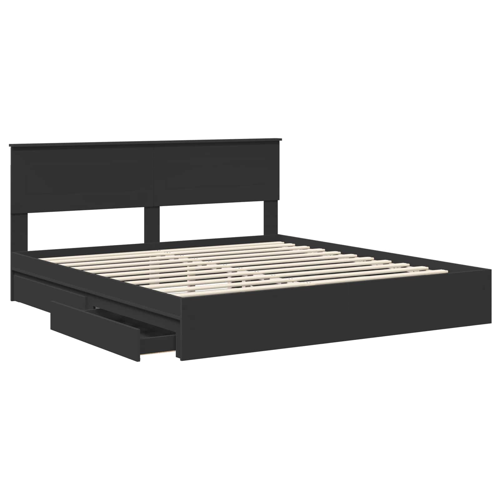 Lit de Rangement Noir 200 x 200 cm Bois d'ingénierie - XIOS