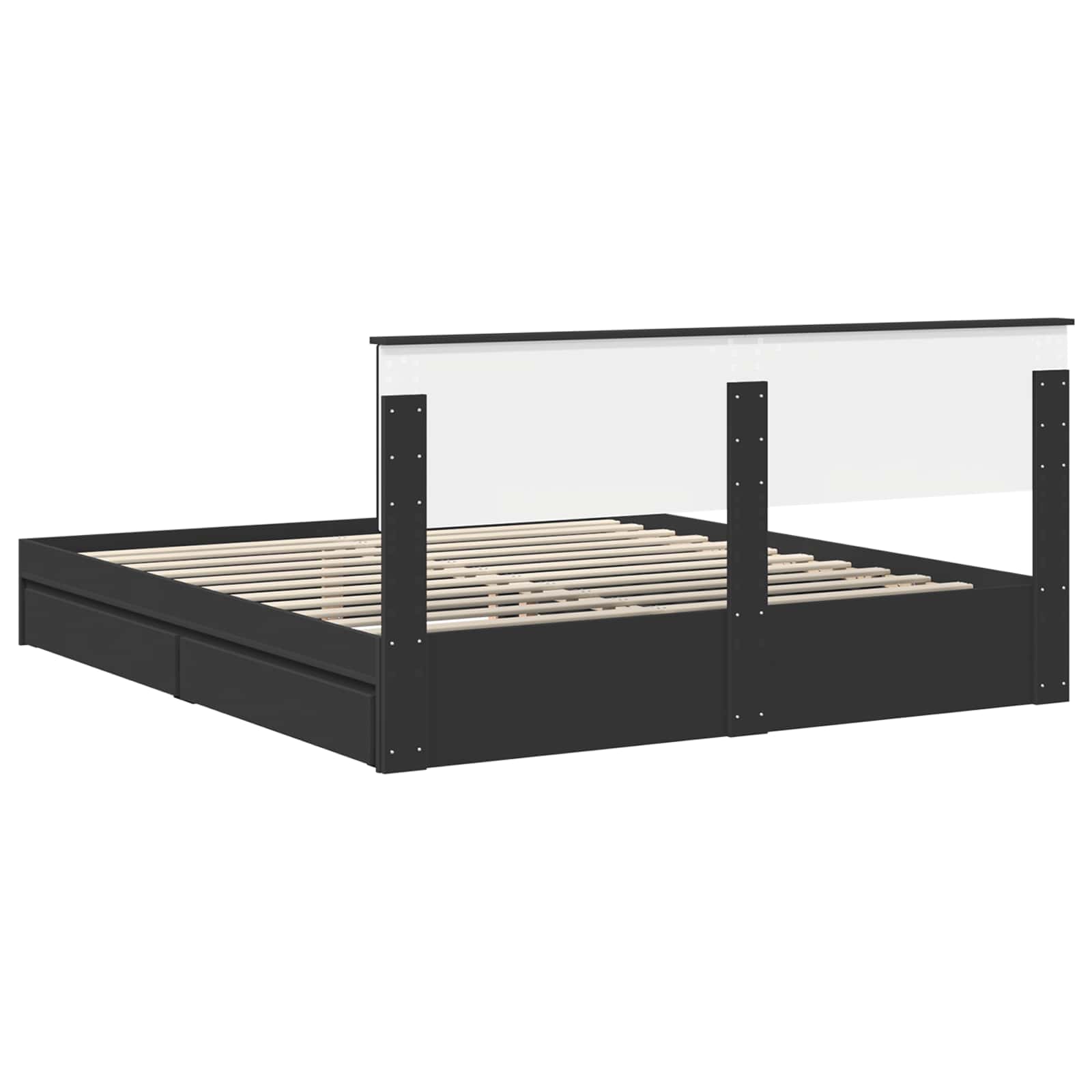 Lit de Rangement Noir 200 x 200 cm Bois d'ingénierie - XIOS