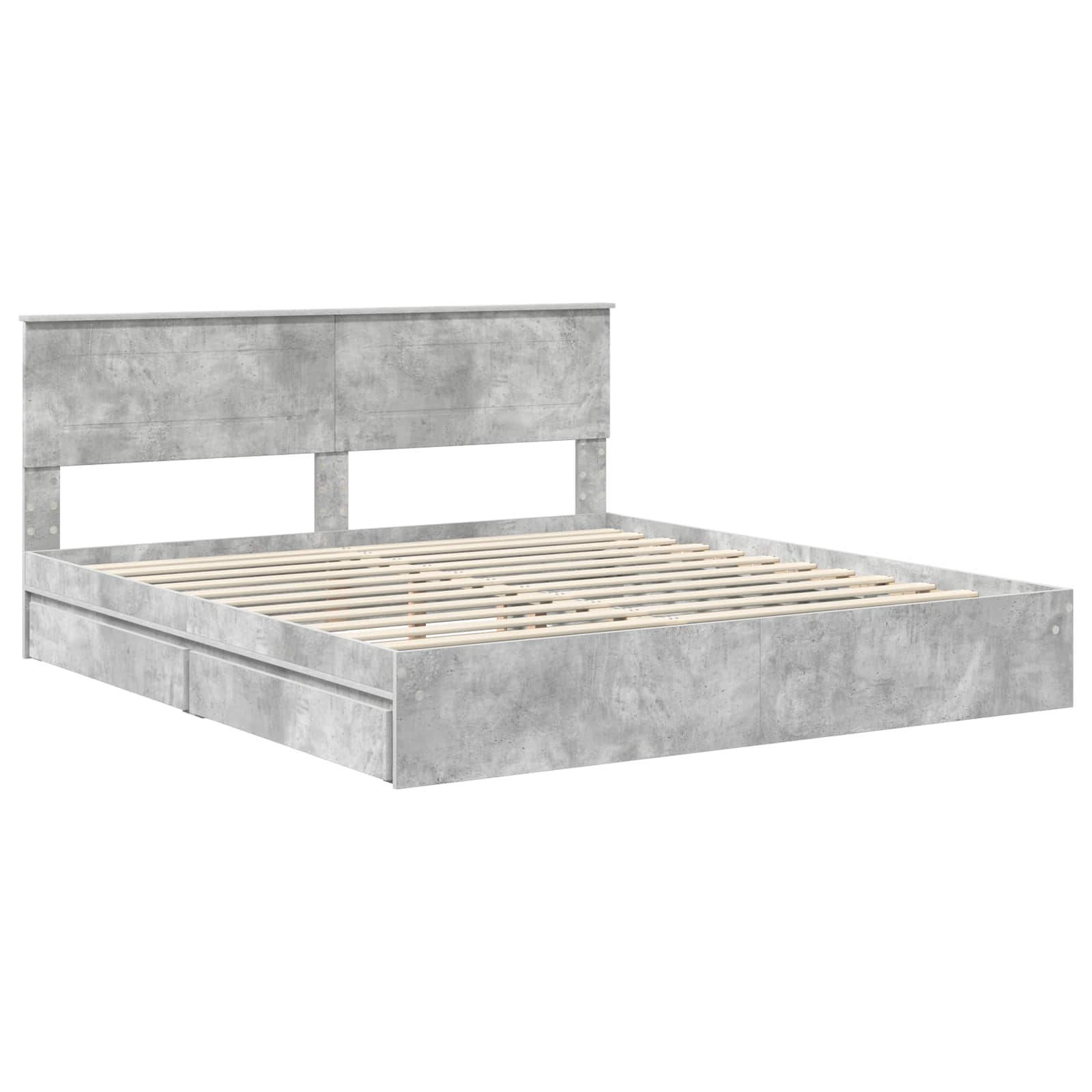 Lit de Rangement Gris béton 200 x 200 cm Bois d'ingénierie - XIOS