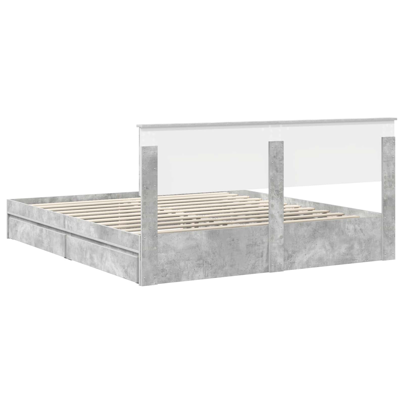 Lit de Rangement Gris béton 200 x 200 cm Bois d'ingénierie - XIOS