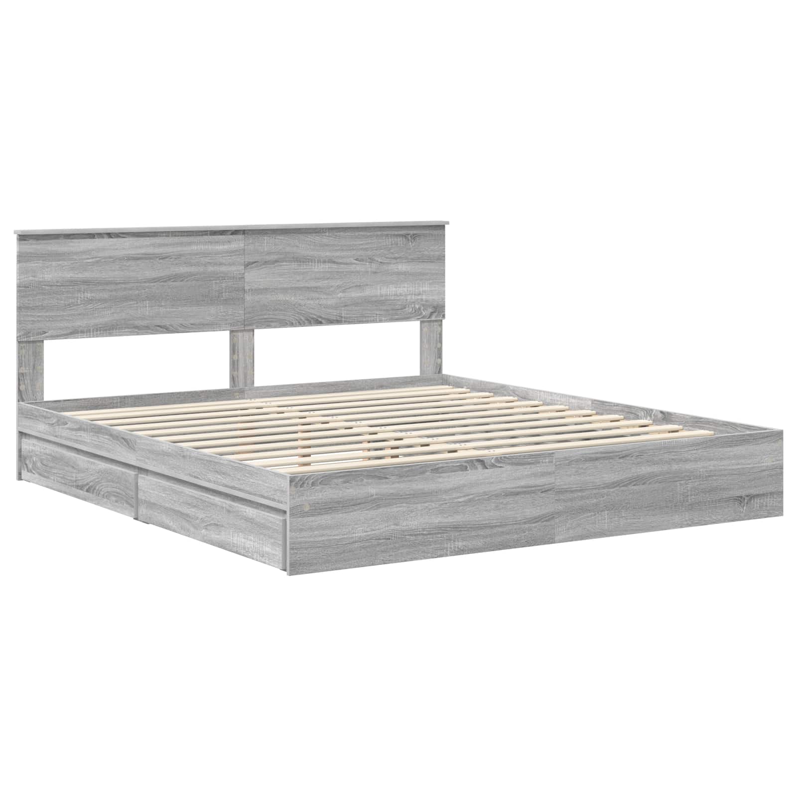 Lit de Rangement Gris Sonoma 200 x 200 cm Bois d'ingénierie - XIOS