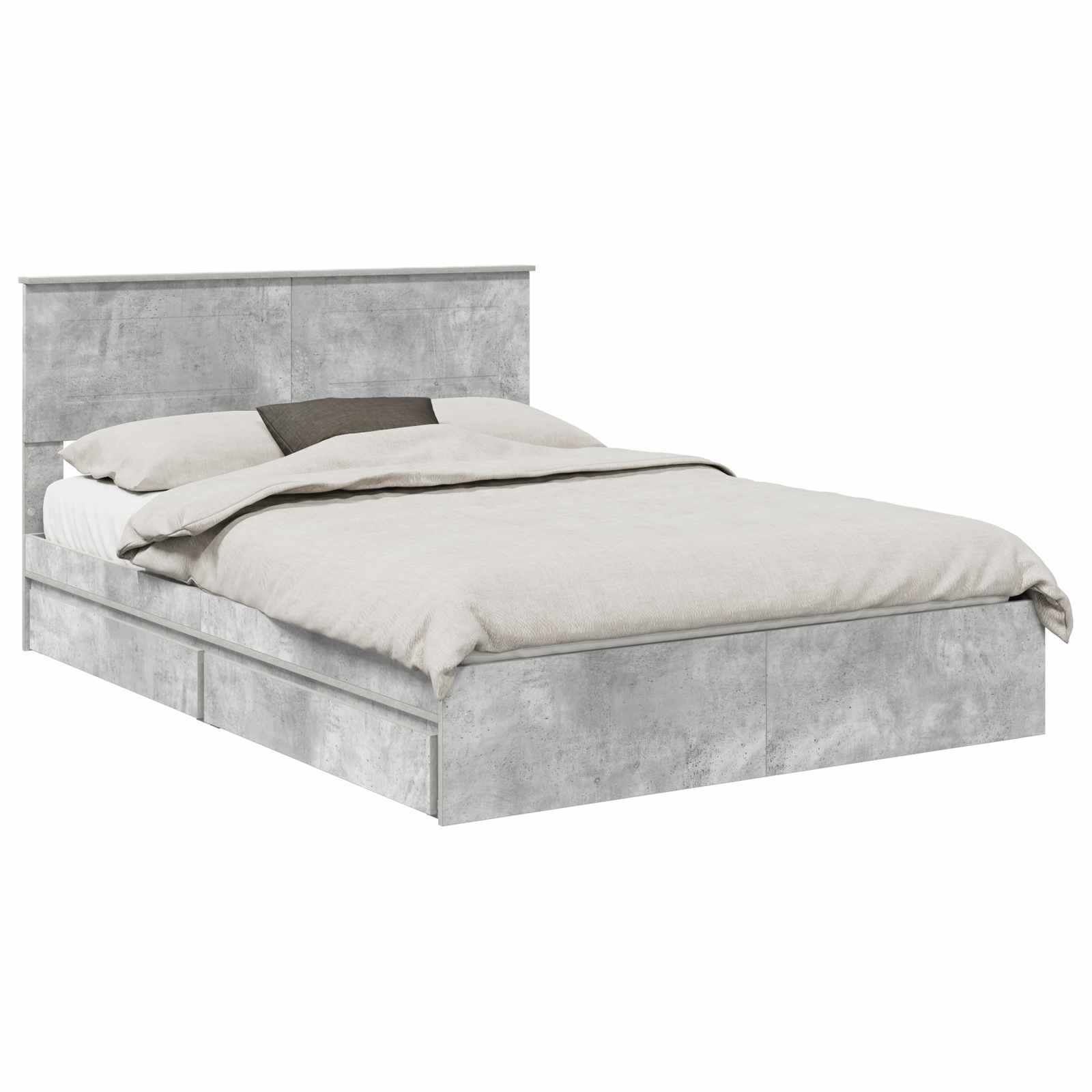Lit de Rangement Gris béton 150 x 200 cm Bois d'ingénierie - XIOS