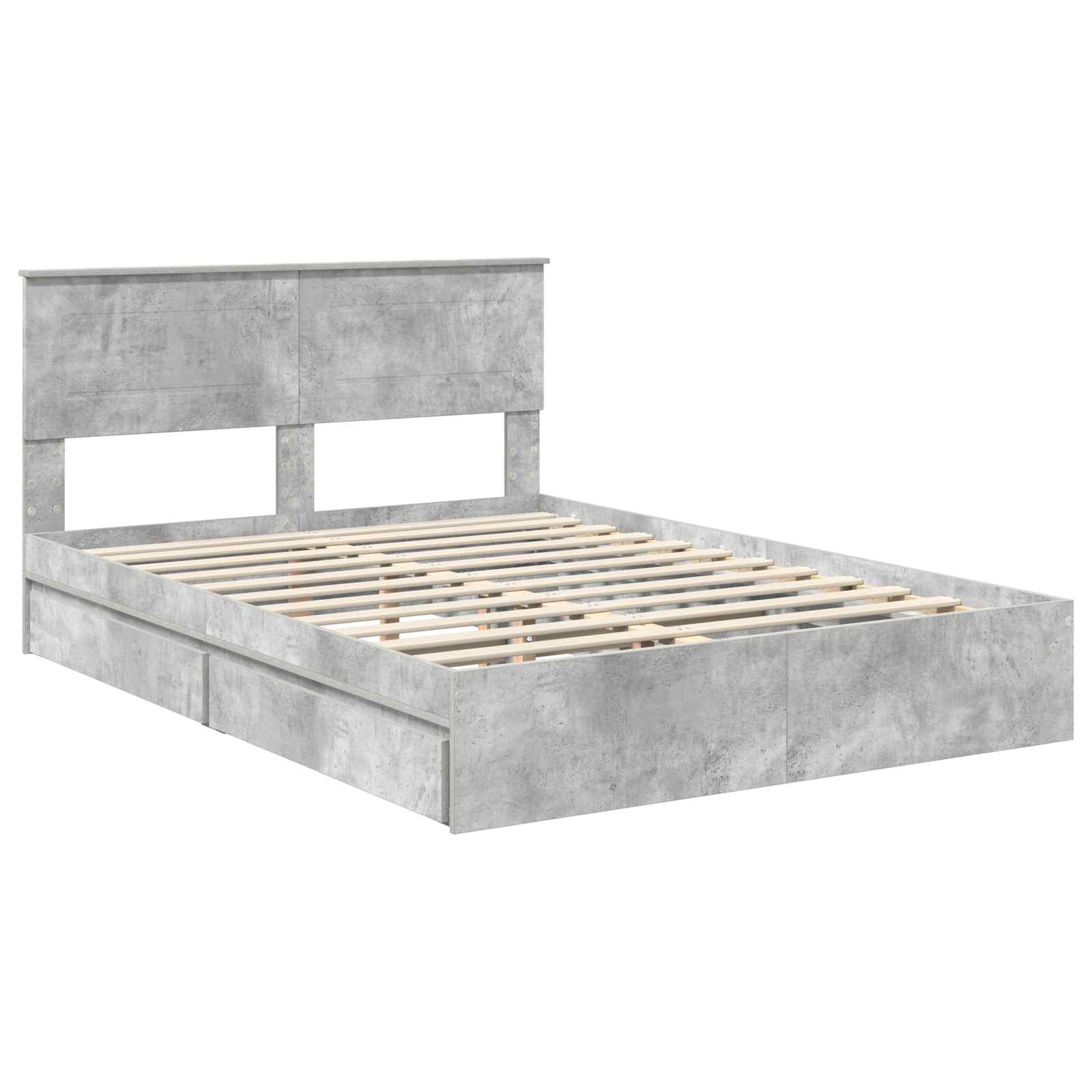 Lit de Rangement Gris béton 150 x 200 cm Bois d'ingénierie - XIOS