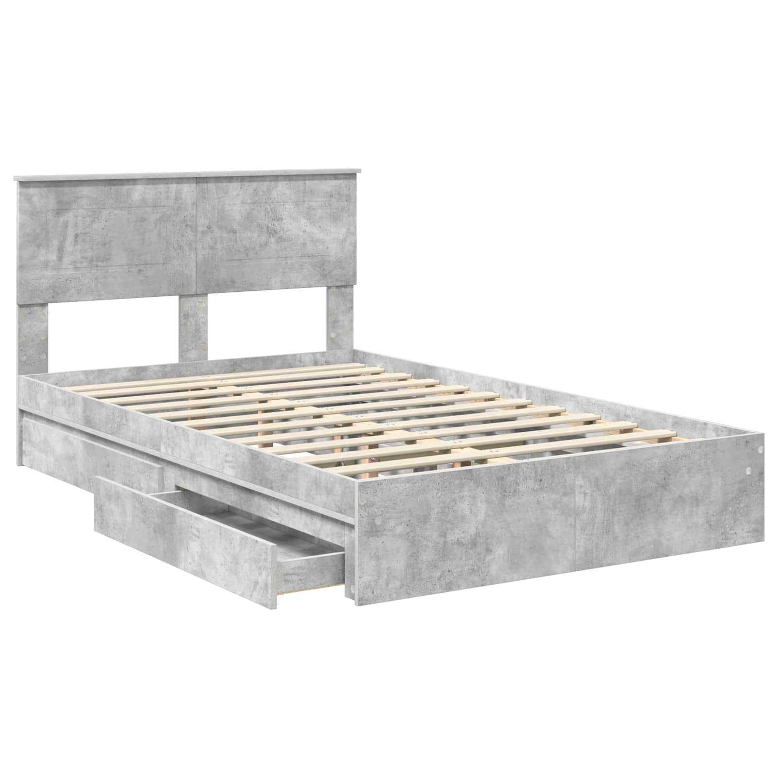 Cadre de lit Gris béton 135 x 190 cm Bois d'ingénierie - XIOS