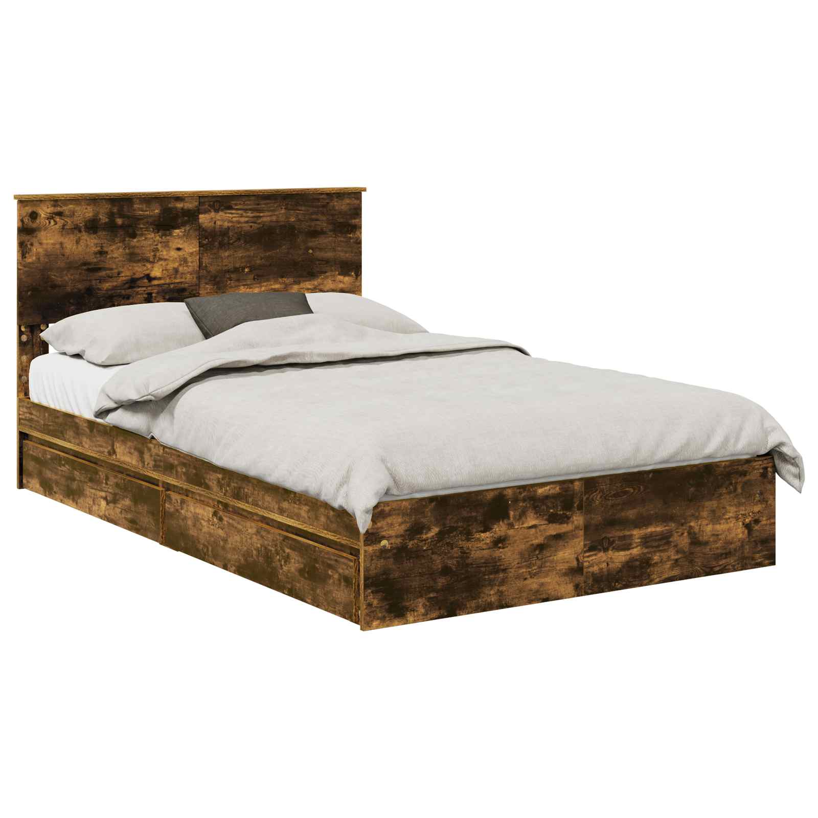 Lit de Rangement Chêne fumé 135 x 190 cm Bois d'ingénierie - XIOS