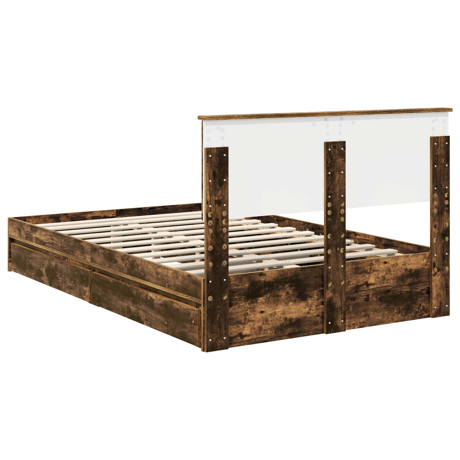 Lit de Rangement Chêne fumé 135 x 190 cm Bois d'ingénierie - XIOS