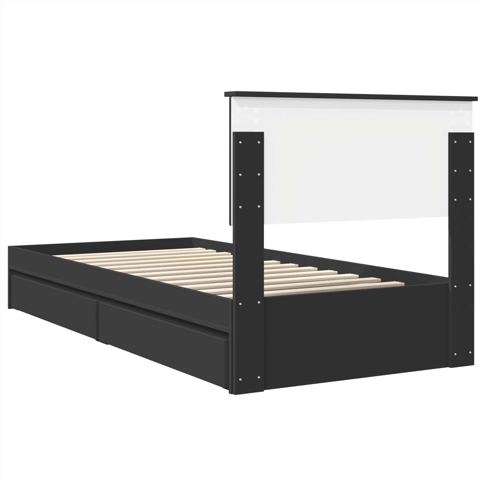 Lit de Rangement avec tiroir Noir 90 x 190 cm Bois d'ingénierie