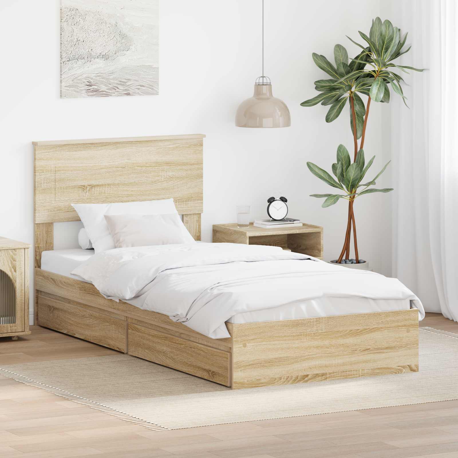 Lit de Rangement Chêne Sonoma 75 x 190 cm Bois d'ingénierie - XIOS