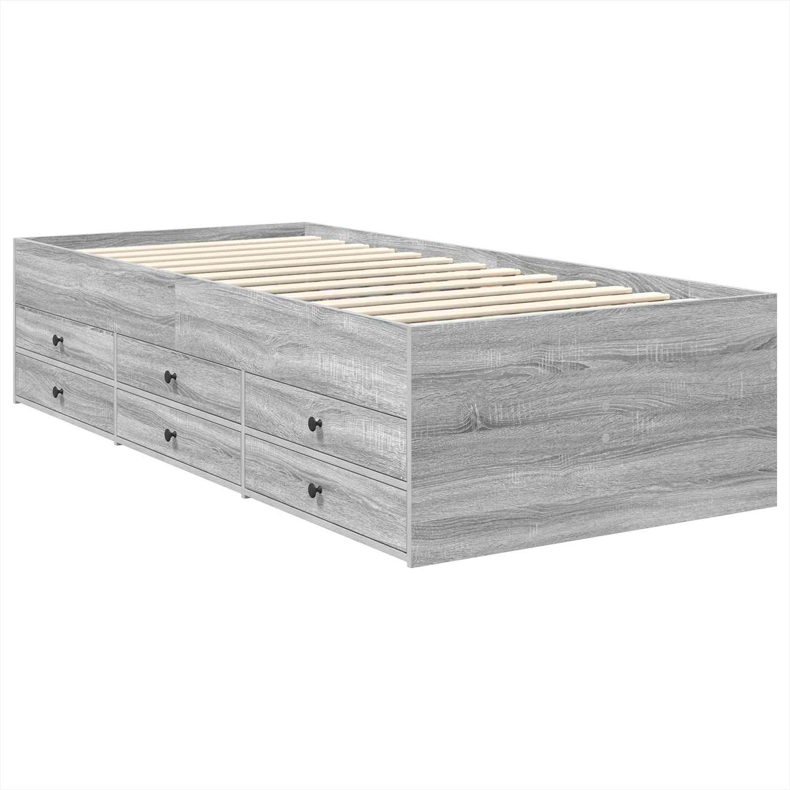 Lit d'appoint Chêne fumé et noir 75 x 190 cm Bois d'ingénierie - XIOS