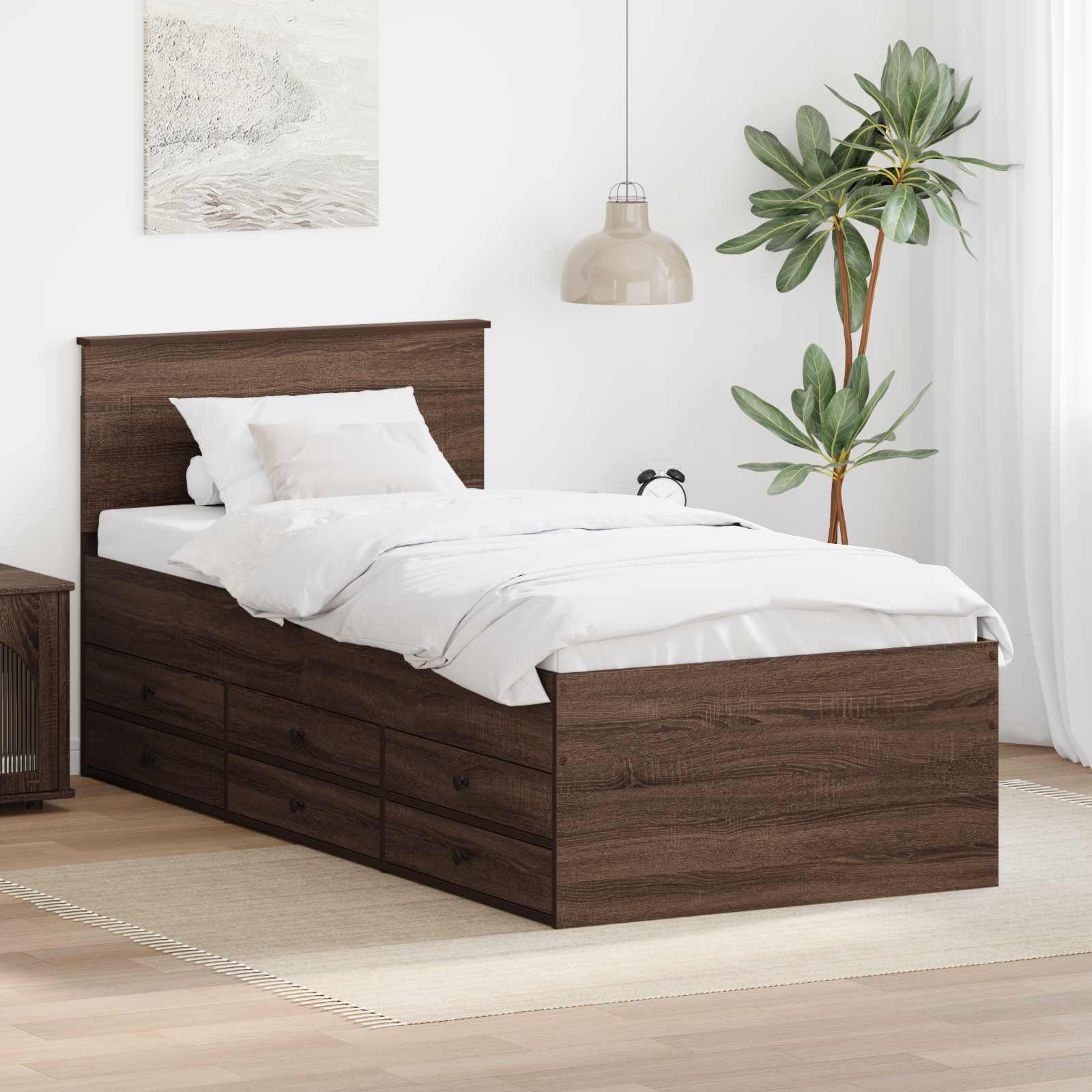 Lit d'appoint Chêne fumé et noir 75 x 190 cm Bois d'ingénierie - XIOS