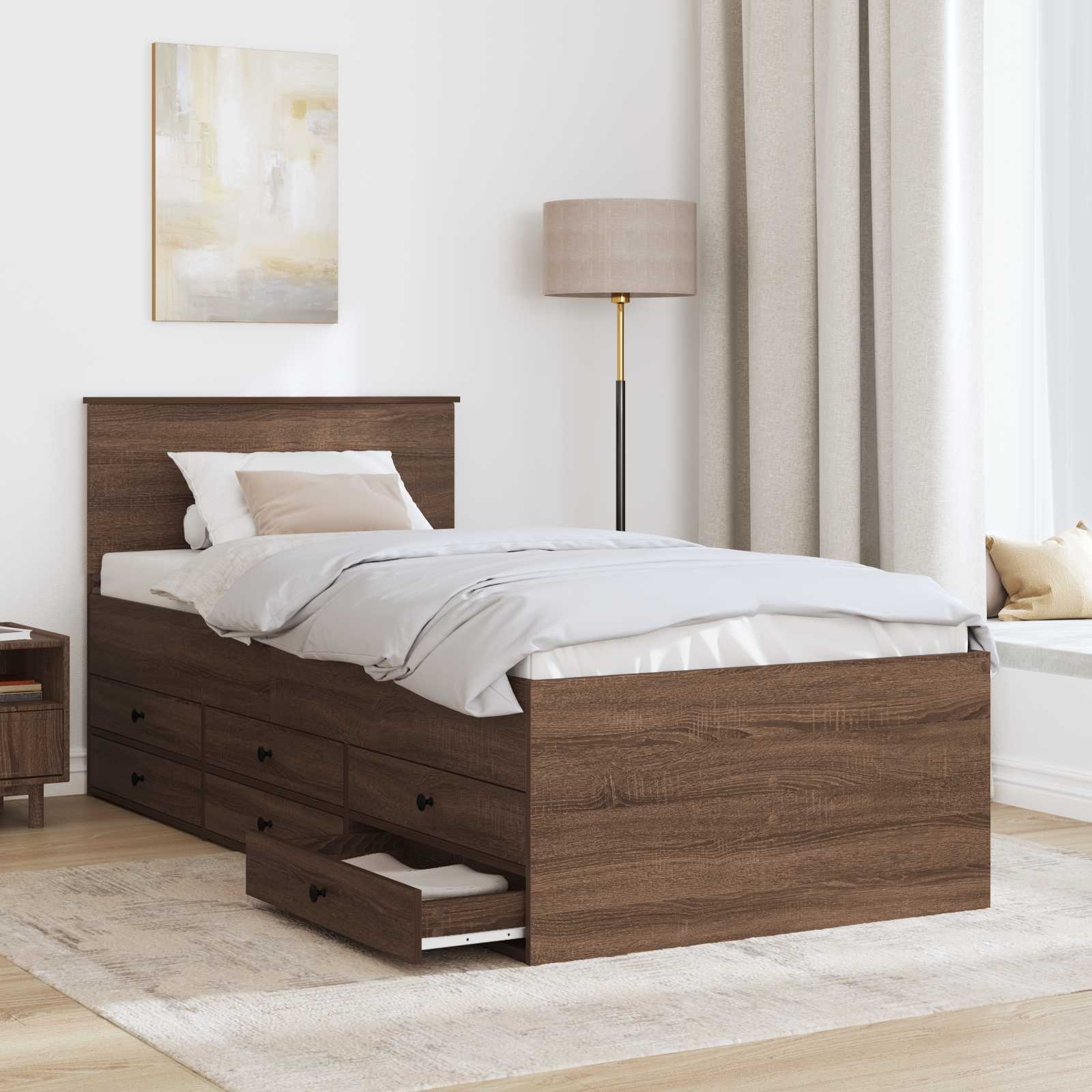 Lit d'appoint Chêne fumé et noir 75 x 190 cm Bois d'ingénierie - XIOS