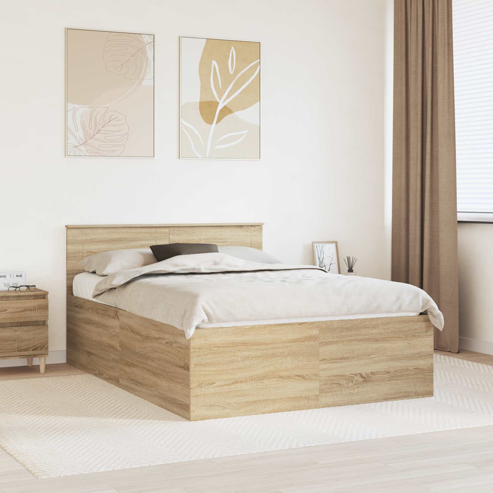 Cadre de lit Chêne Sonoma 150 x 200 cm Bois d'ingénierie - XIOS