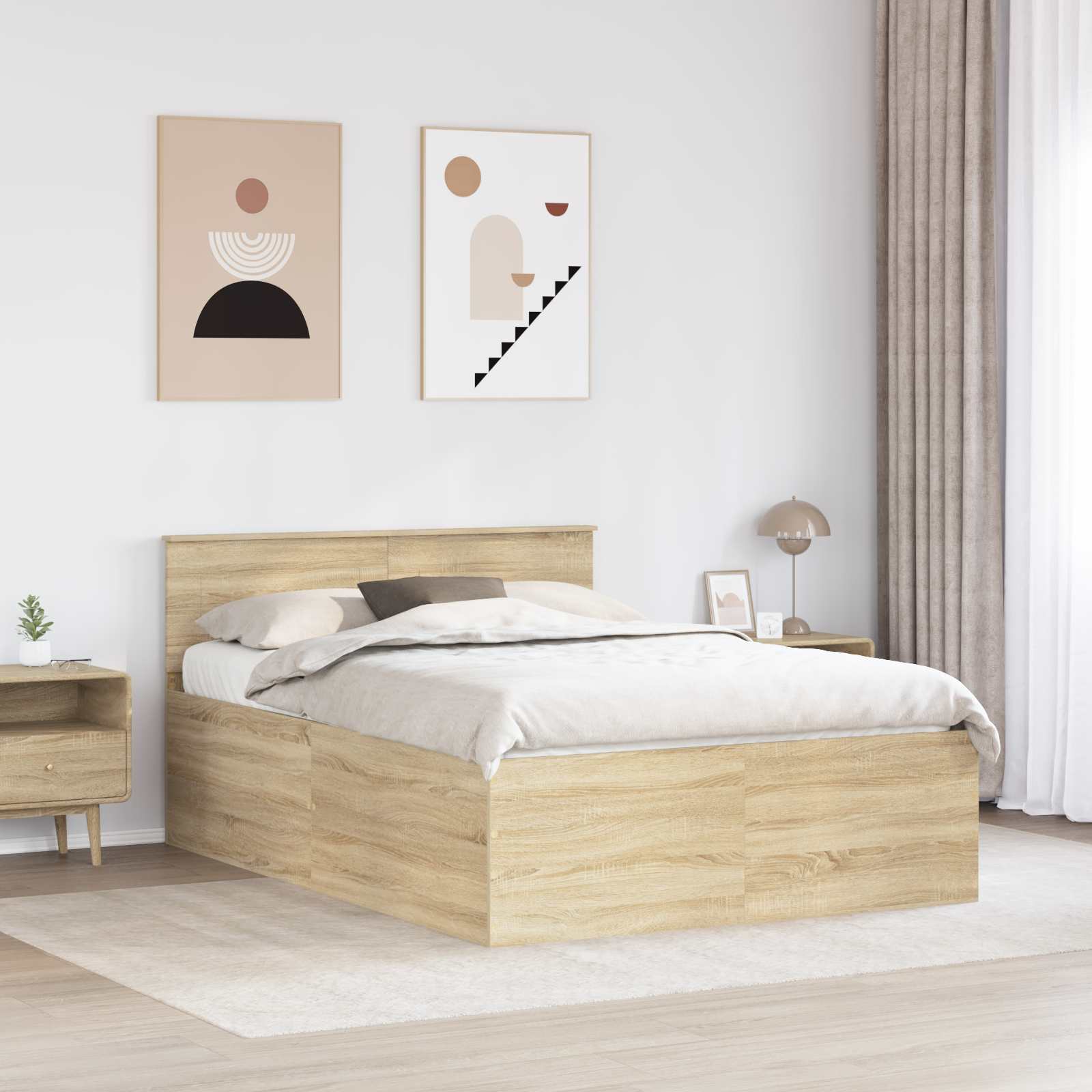 Cadre de lit Chêne Sonoma 150 x 200 cm Bois d'ingénierie - XIOS