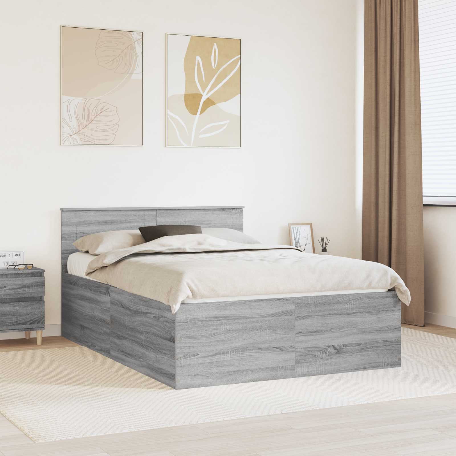 Cadre de lit Gris Sonoma 150 x 200 cm Bois d'ingénierie - XIOS