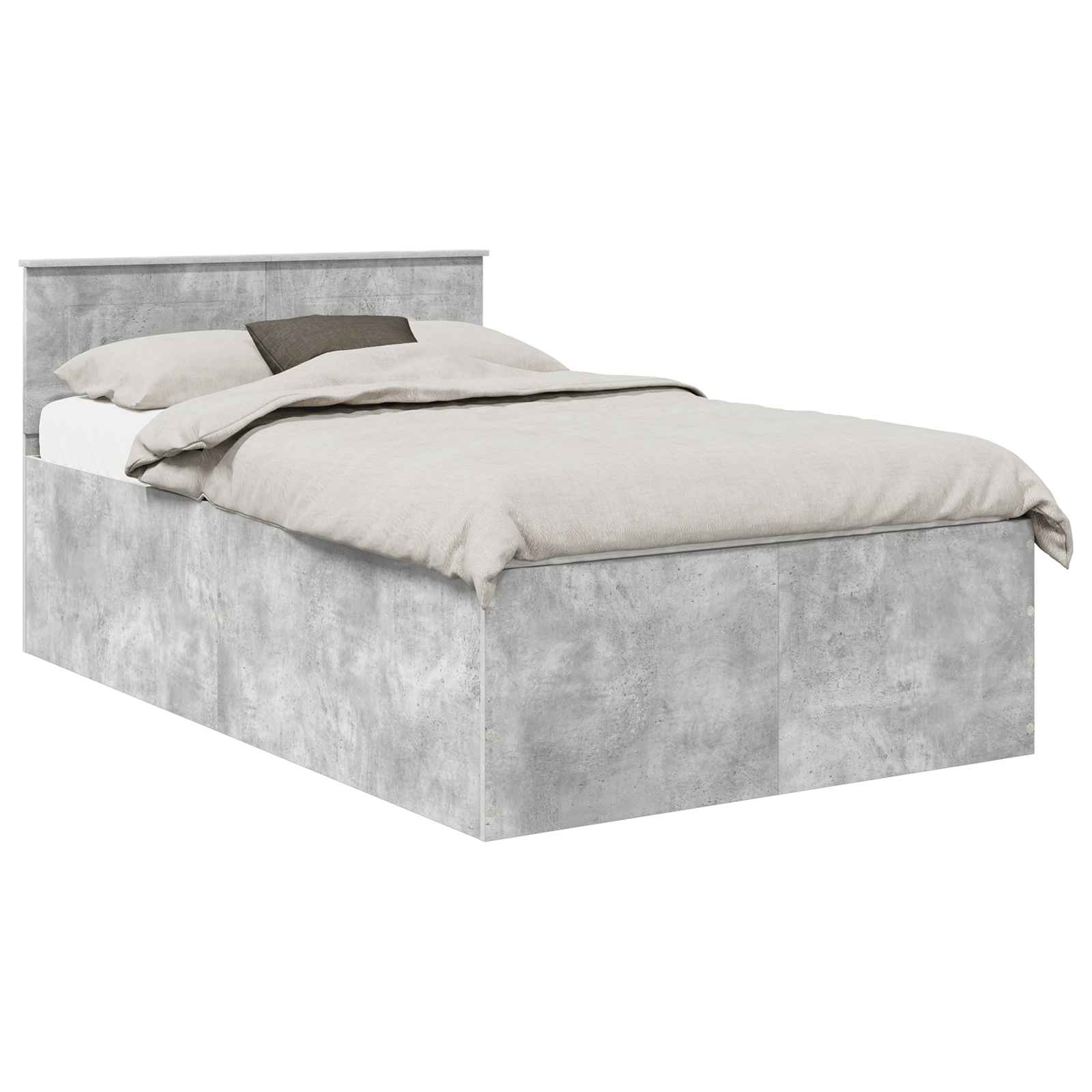 Cadre de lit Gris béton 135 x 190 cm Bois d'ingénierie - XIOS