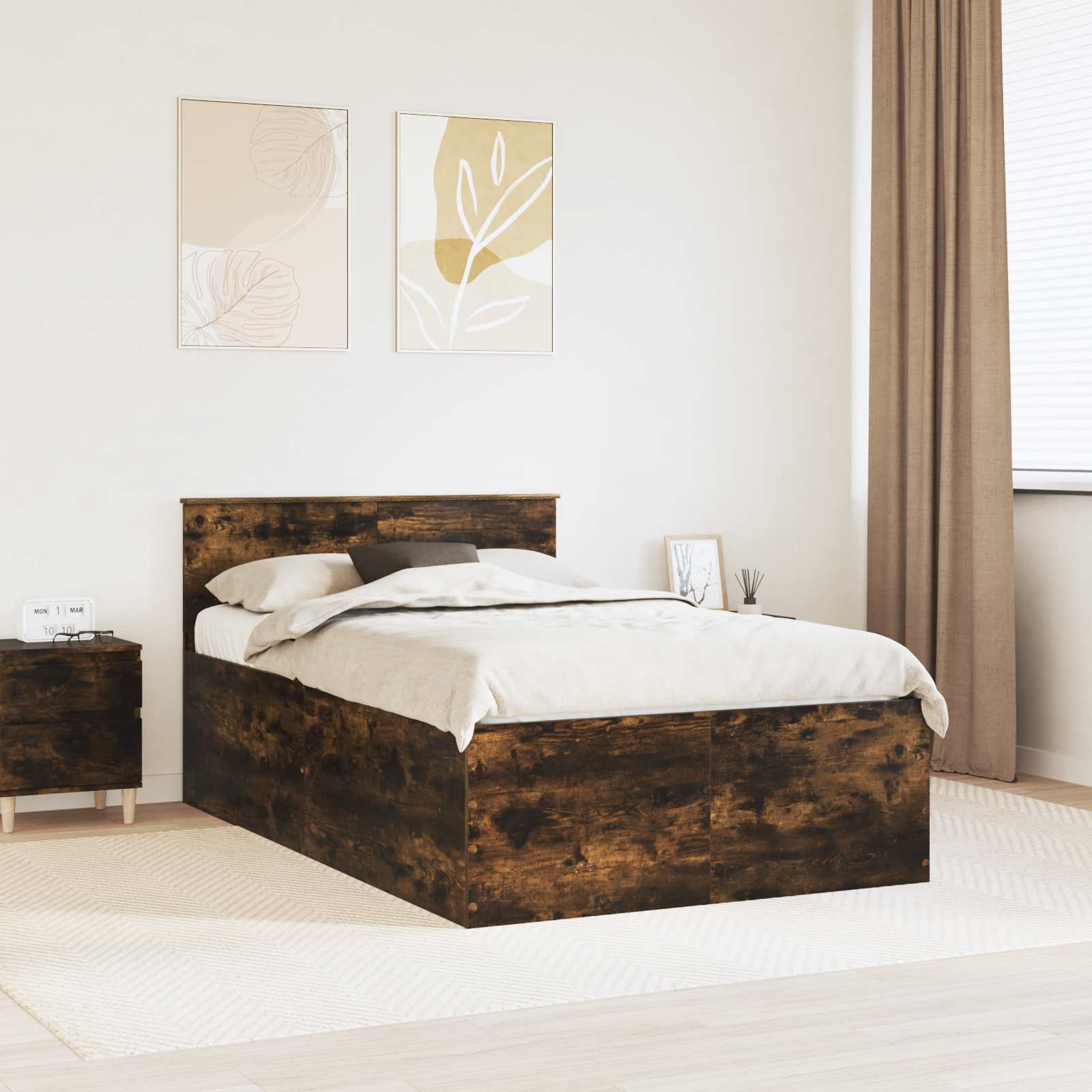 Cadre de lit Chêne fumé 120 x 190 cm Bois d'ingénierie - XIOS