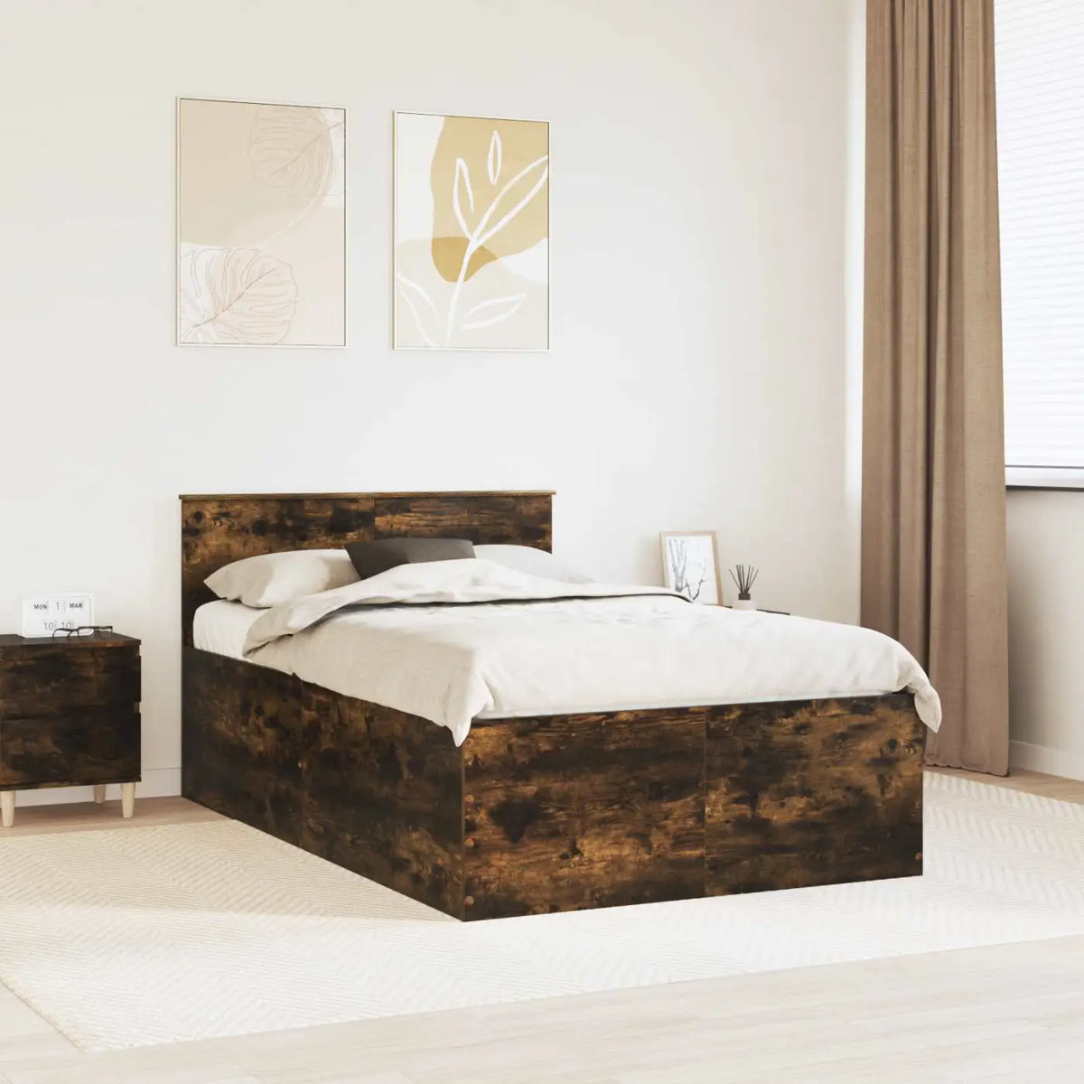 Cadre de lit Chêne fumé 120 x 190 cm Bois d’ingénierie - XIOS