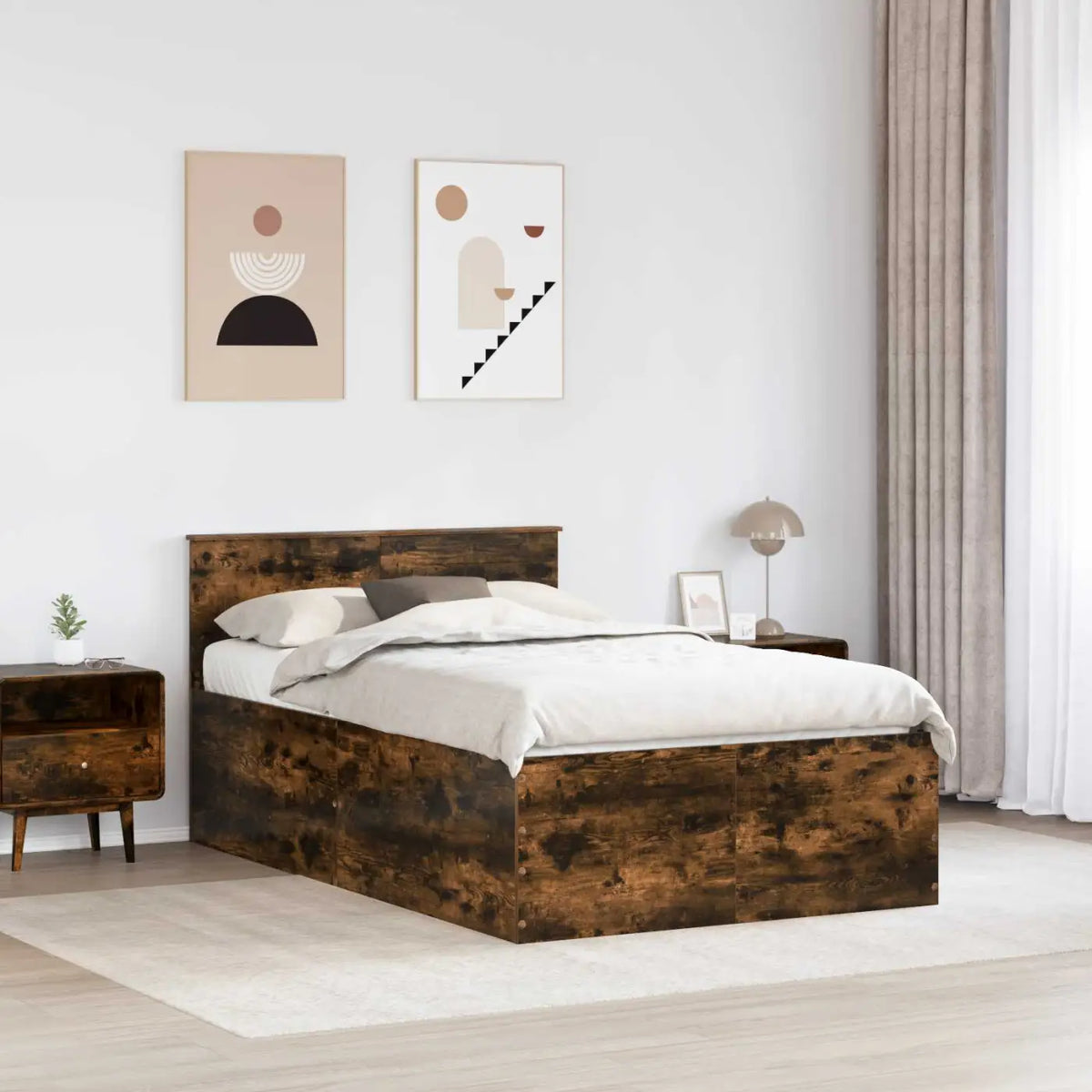 Cadre de lit Chêne fumé 120 x 190 cm Bois d’ingénierie - XIOS