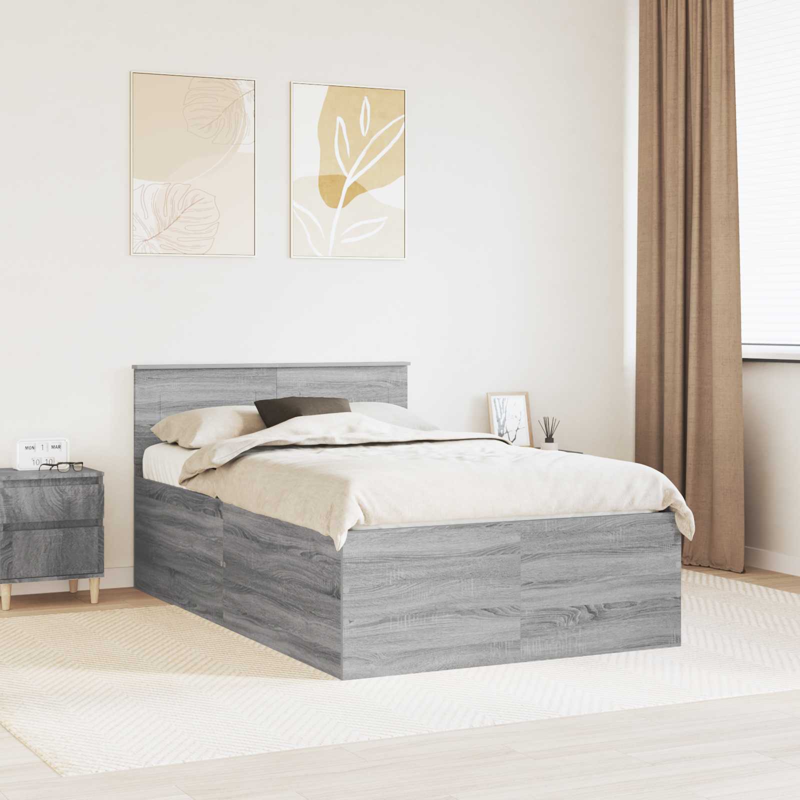 Cadre de lit Gris Sonoma 120 x 190 cm Bois d'ingénierie - XIOS
