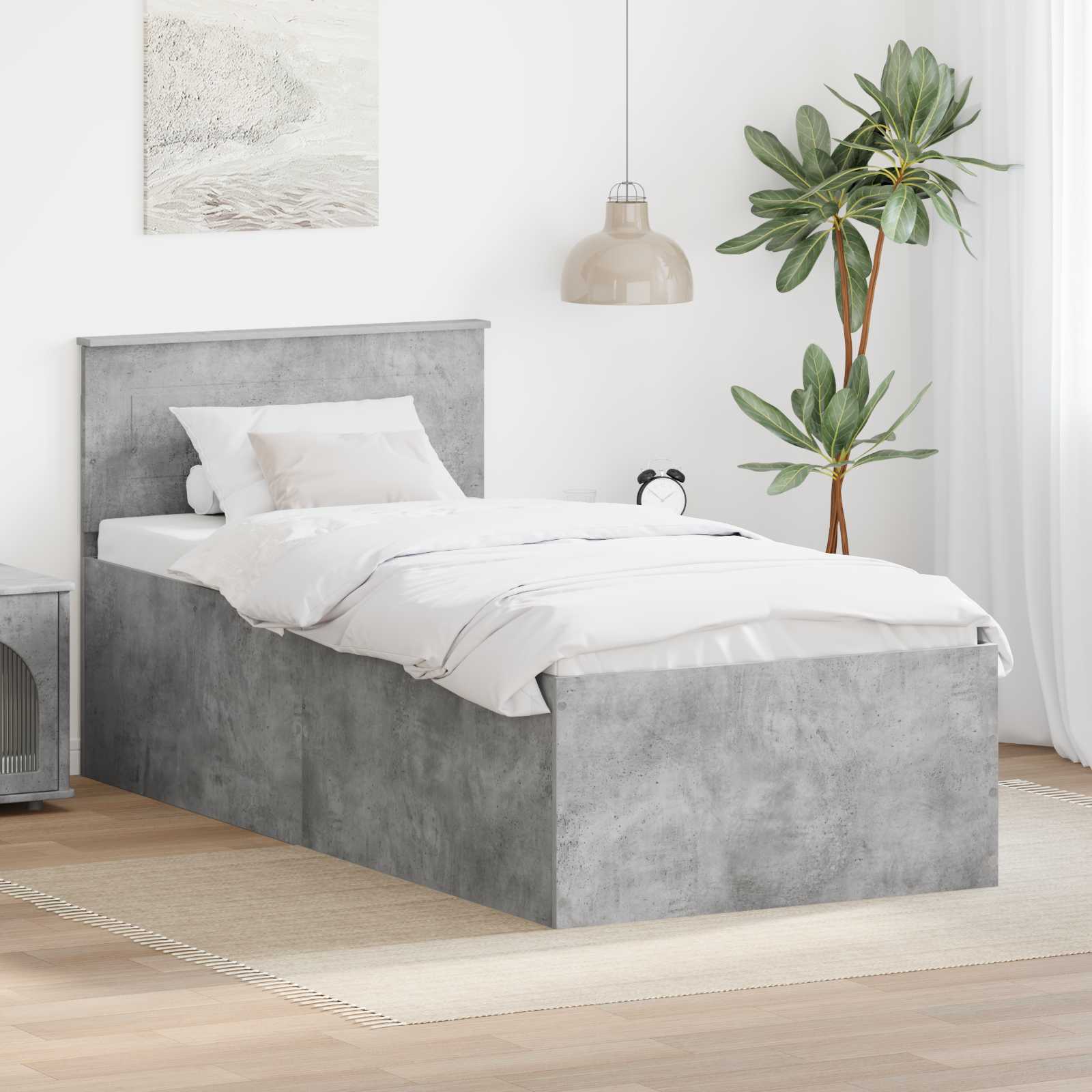 Cadre de lit Gris béton 75 x 190 cm Bois d'ingénierie - XIOS