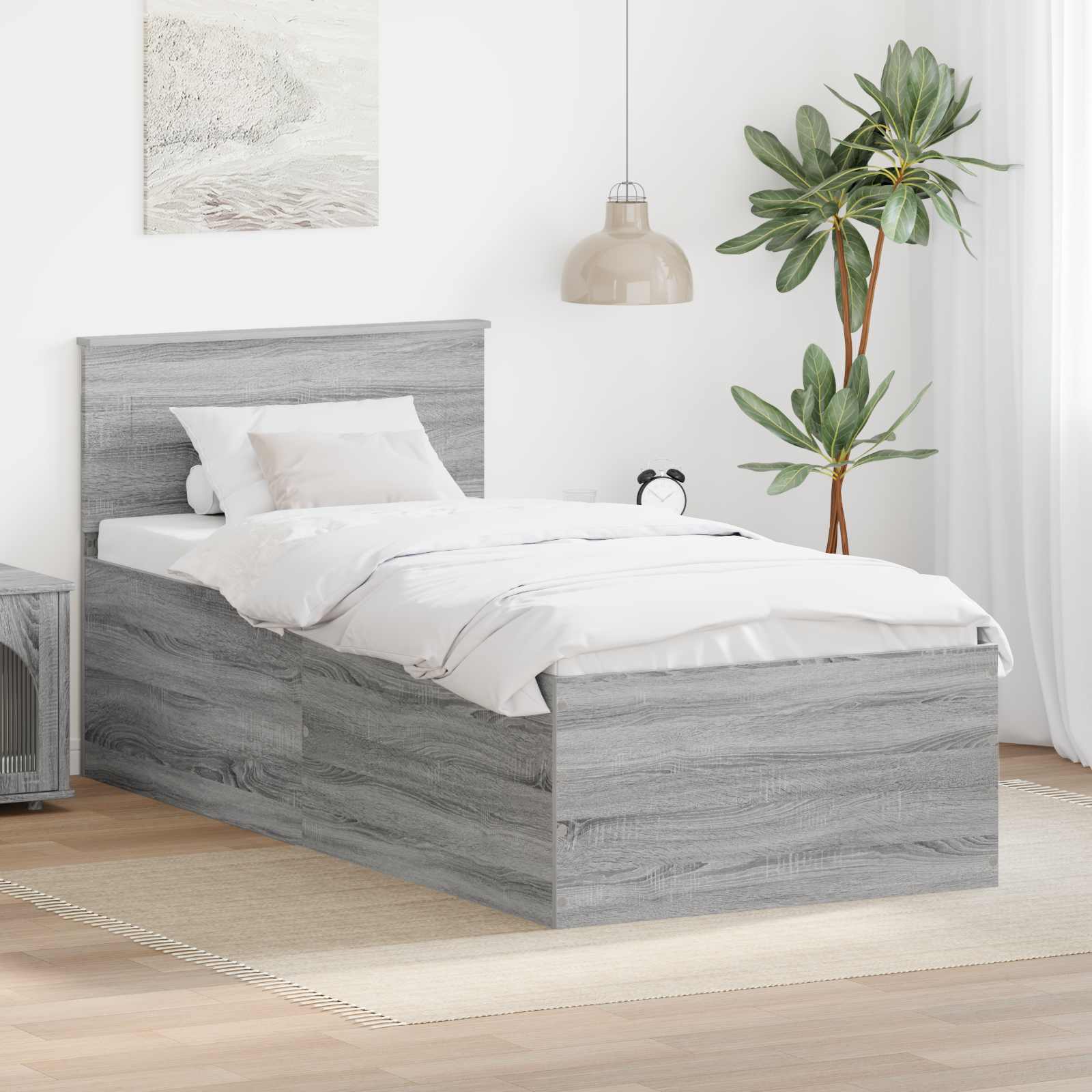 Cadre de lit Gris Sonoma 75 x 190 cm Bois d'ingénierie - XIOS