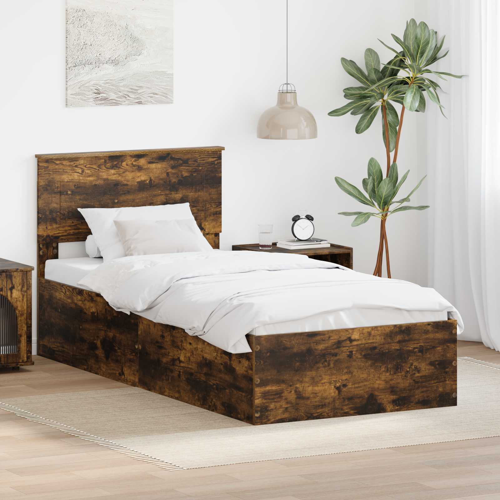 Cadre de lit Chêne fumé 120 x 200 cm Bois d'ingénierie - XIOS