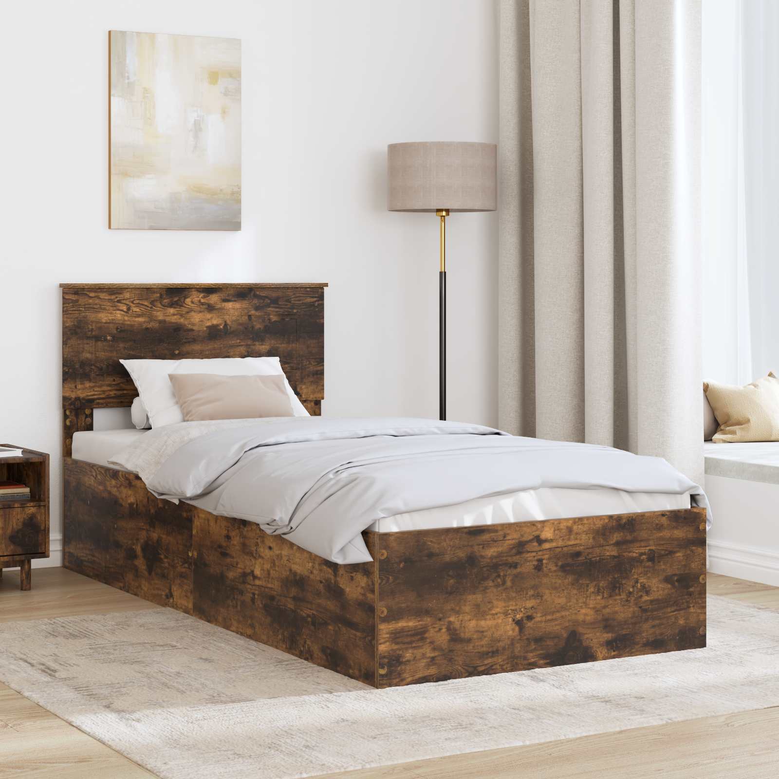 Cadre de lit Chêne fumé 120 x 200 cm Bois d'ingénierie - XIOS