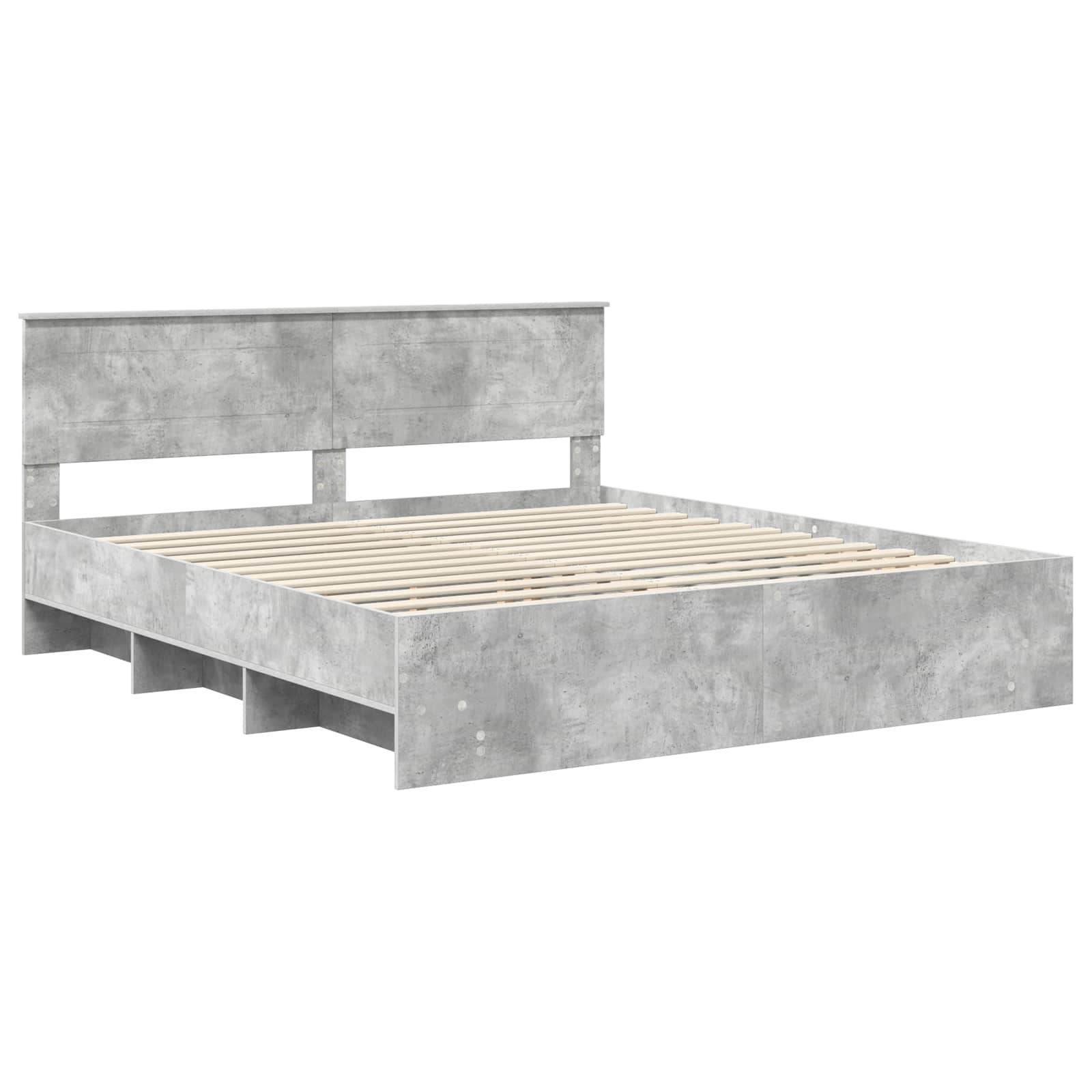 Cadre de lit Gris béton 200 x 200 cm Bois d'ingénierie - XIOS