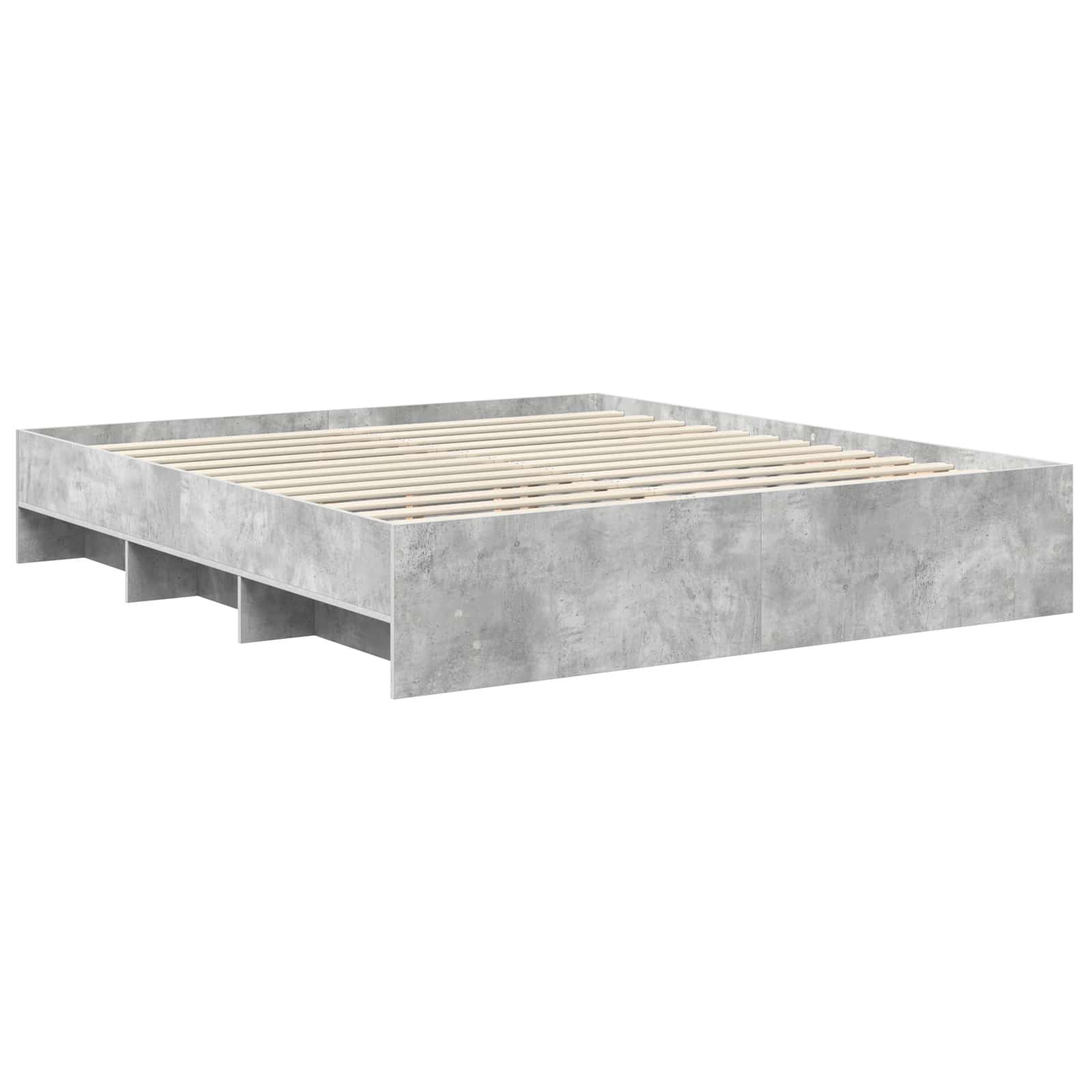 Cadre de lit Gris béton 200 x 200 cm Bois d'ingénierie - XIOS